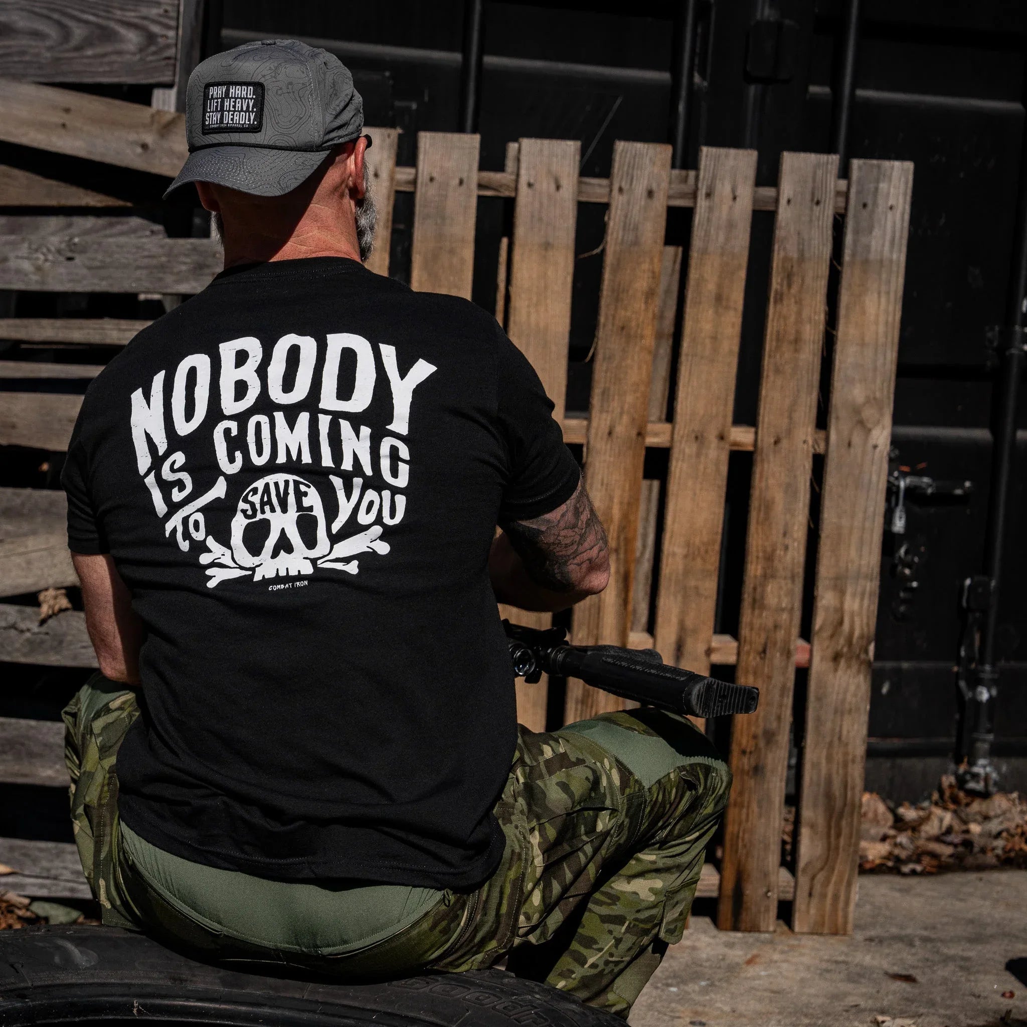 Nobody Is Coming To Save You Skull Men's T-Shirt - Combat Iron Apparel Co.