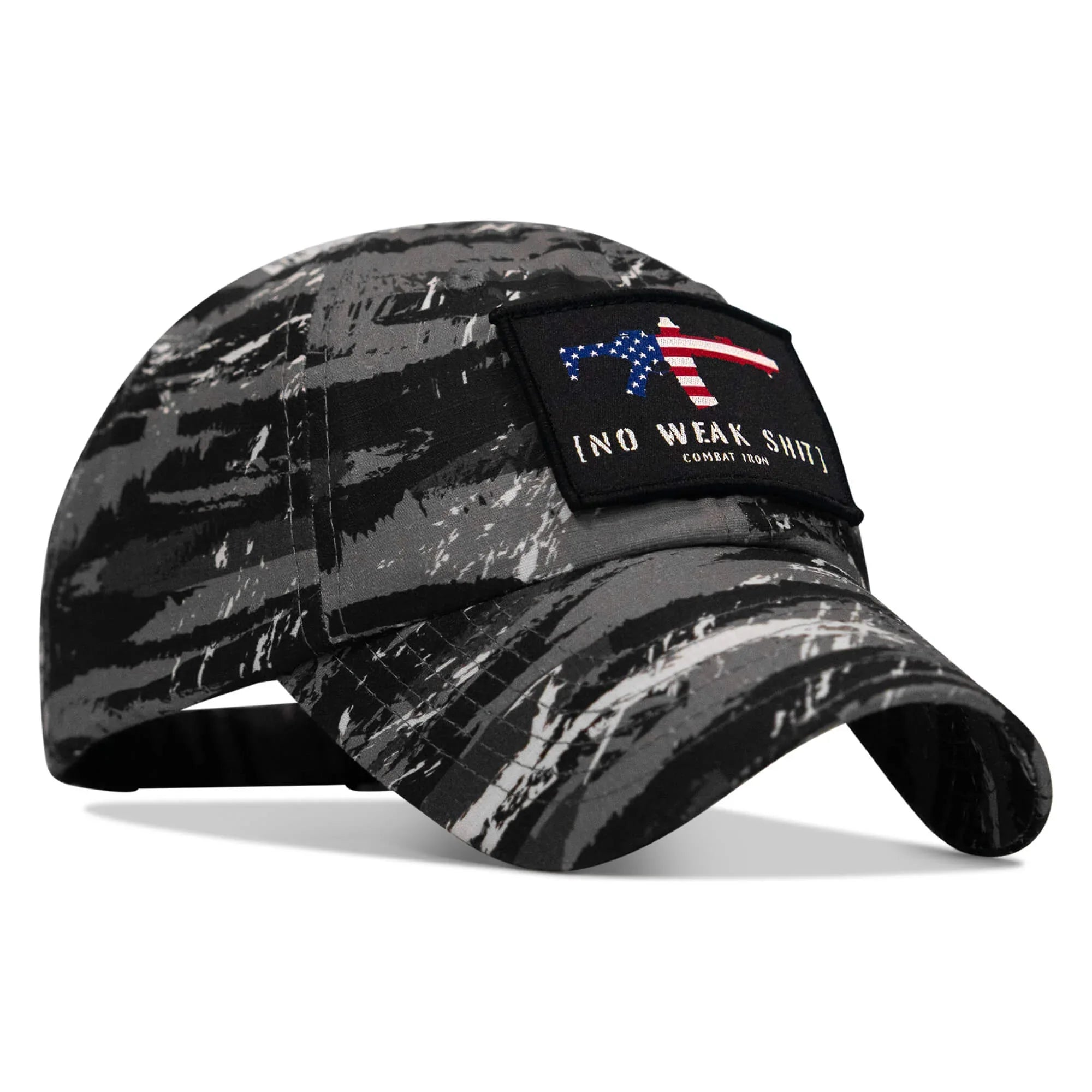 No Weak Shit American Flag Rifle Patch Tactical Ripstop Mesh Snapback Hat - Combat Iron Apparel Co.