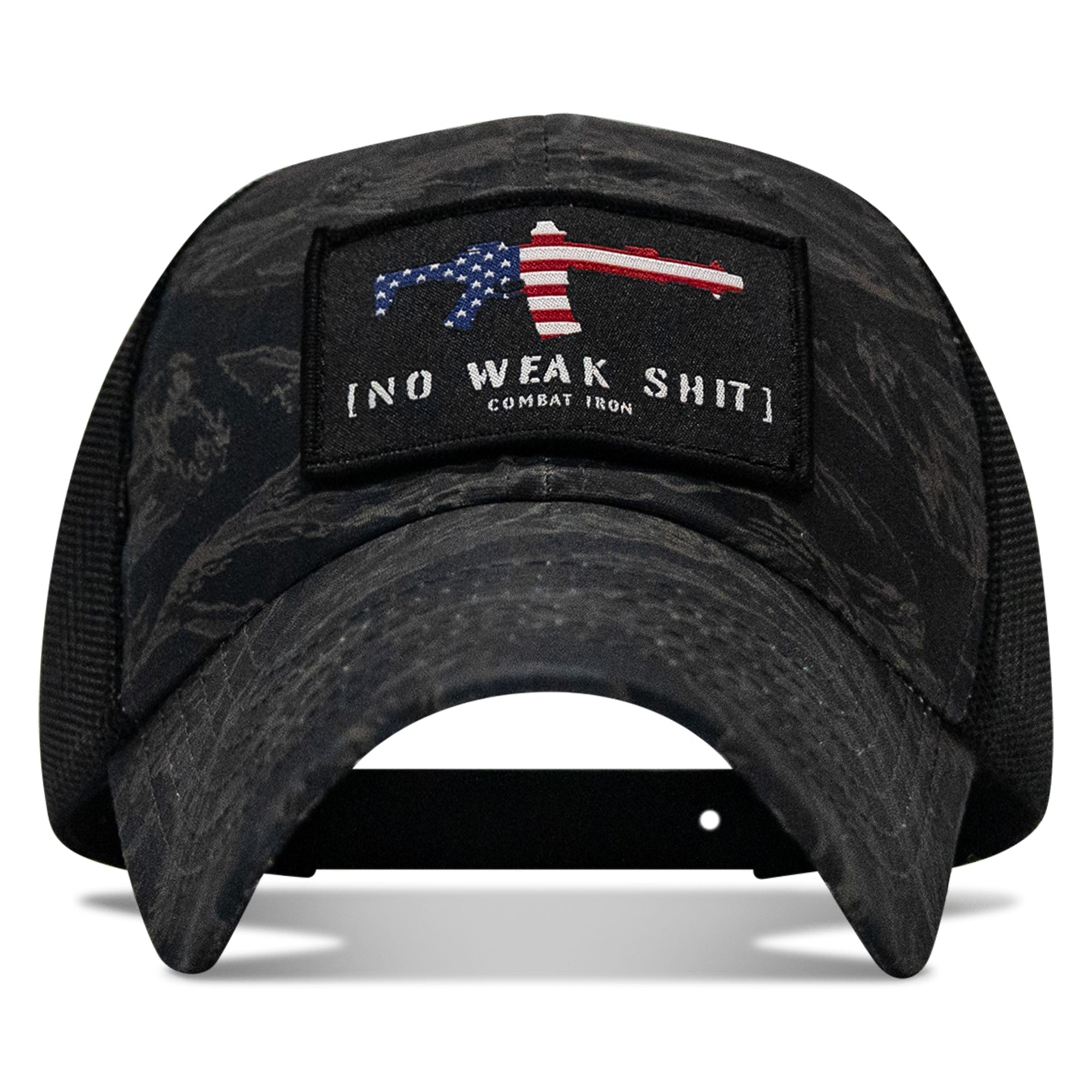 No Weak Shit American Flag Rifle Patch Tactical Ripstop Mesh Snapback Hat - Combat Iron Apparel Co.