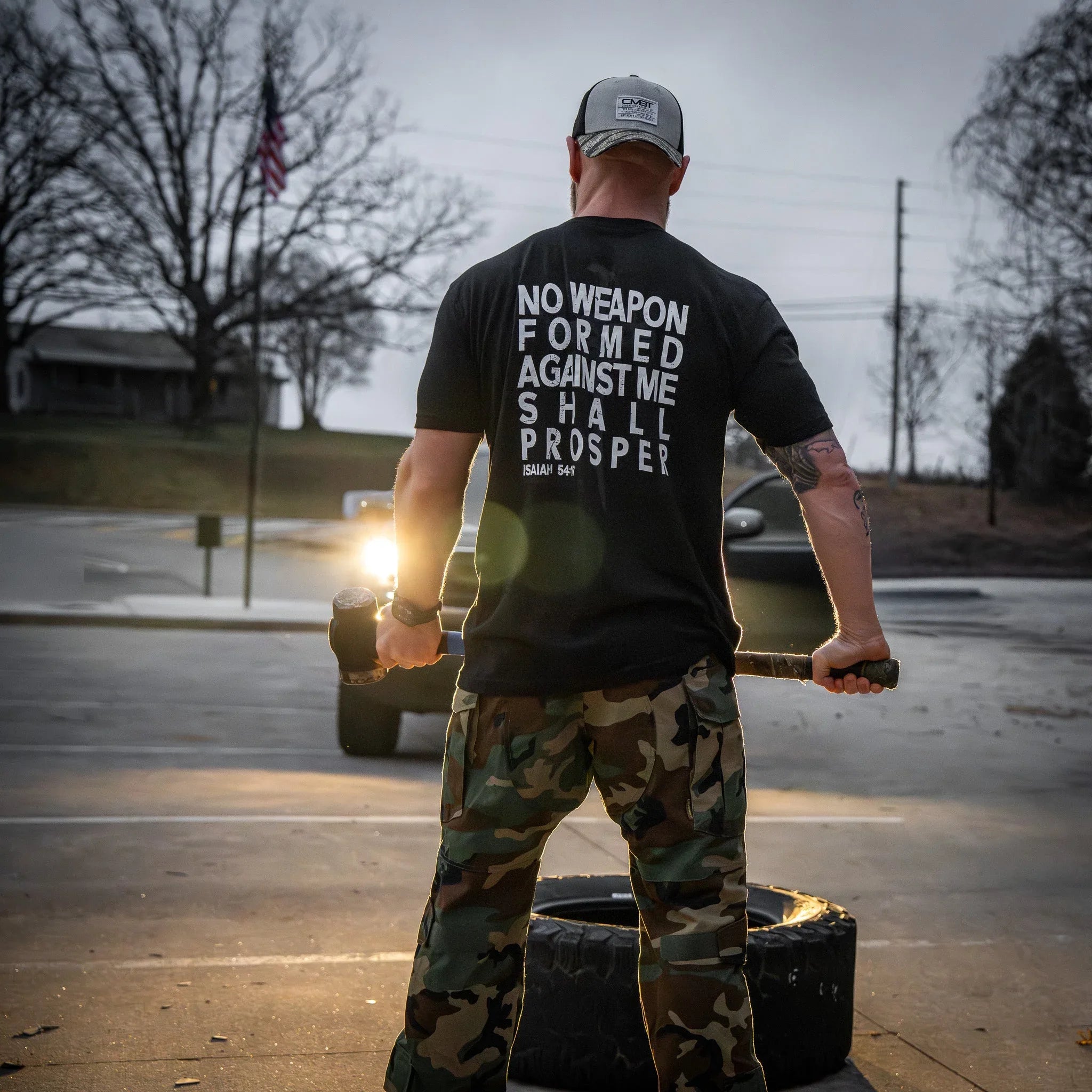 Isiah 54:17 Men's T-Shirt - Combat Iron Apparel Co.