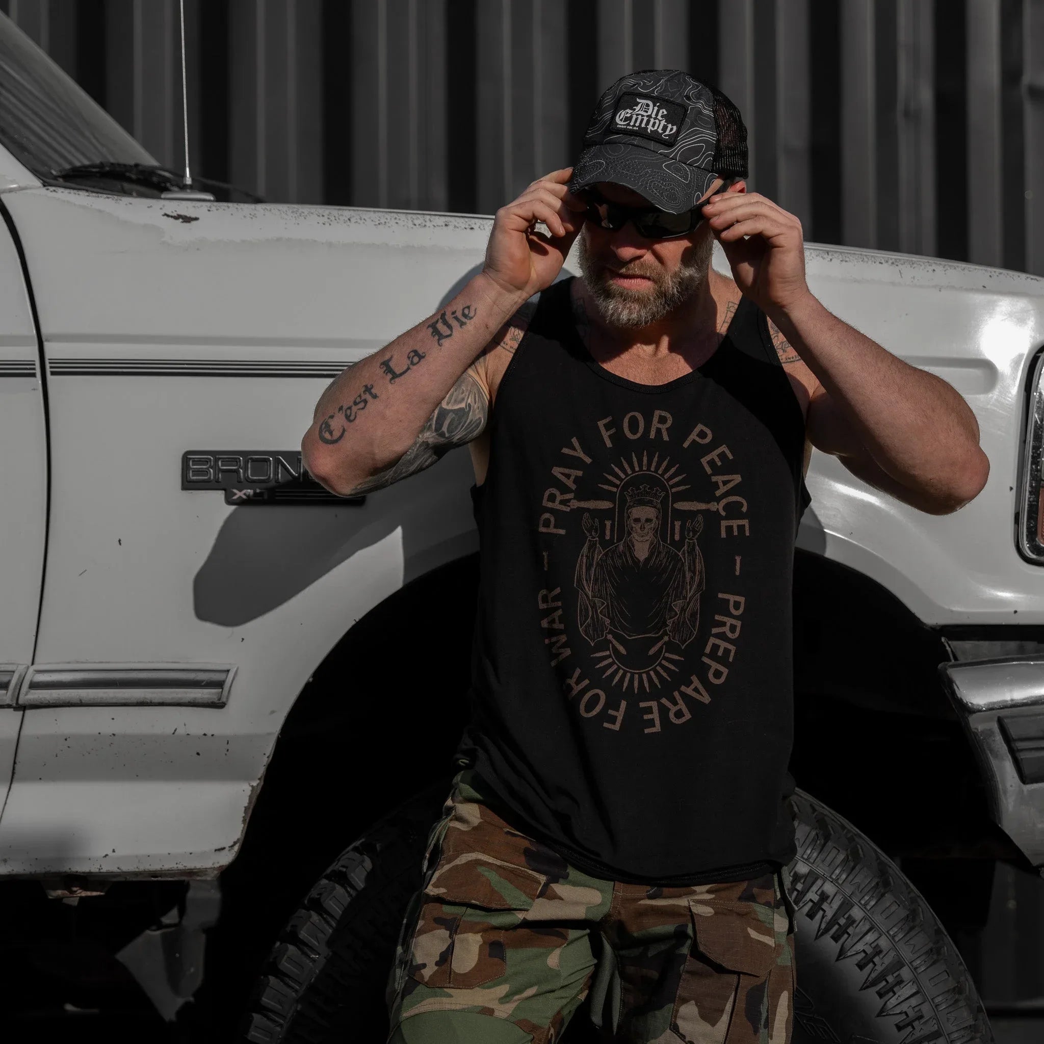 Pray For Peace. Prepare For War. Men's Tank - Combat Iron Apparel Co.