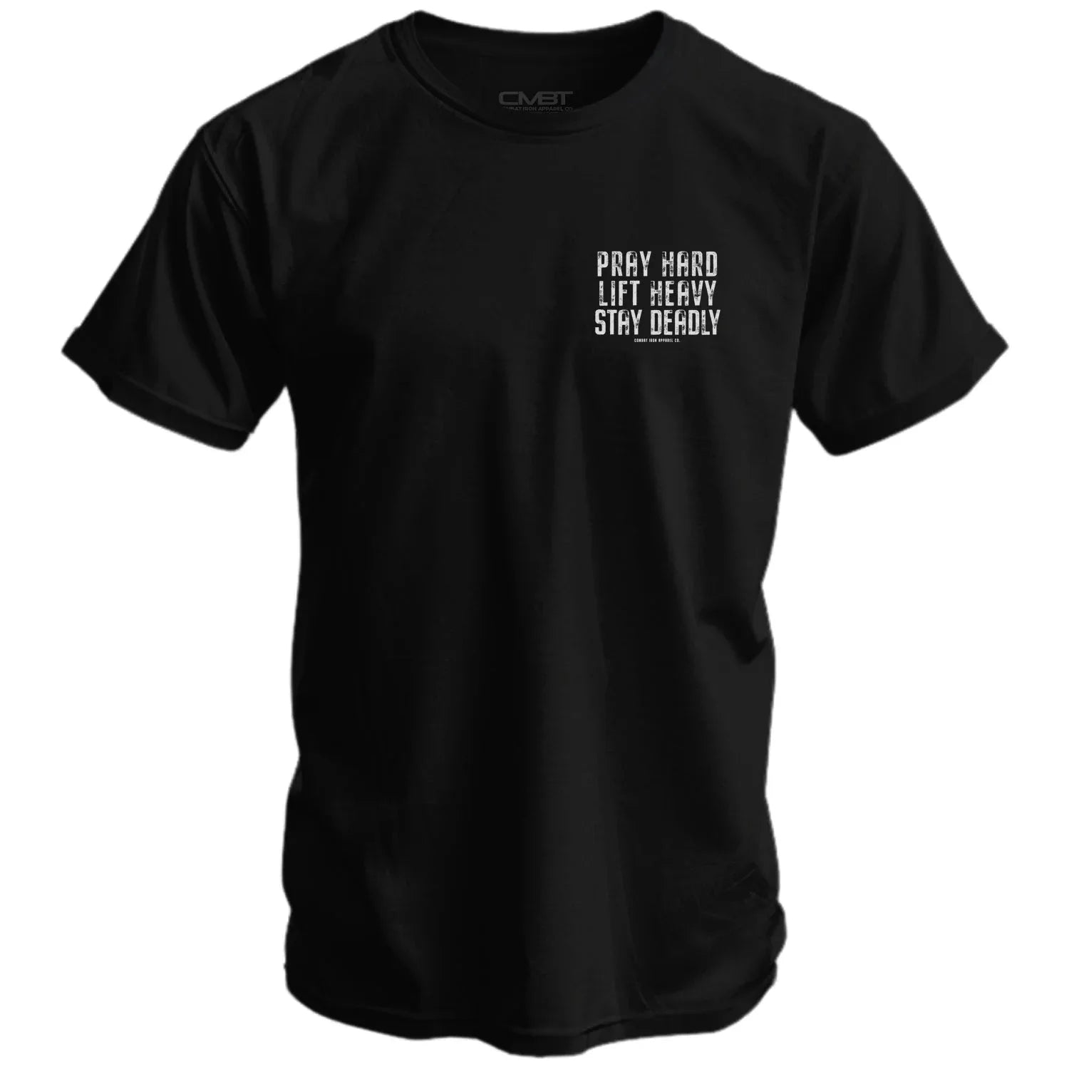 Pray Hard. Lift Heavy. Stay Deadly. V2 Men's T-Shirt - Combat Iron Apparel Co.
