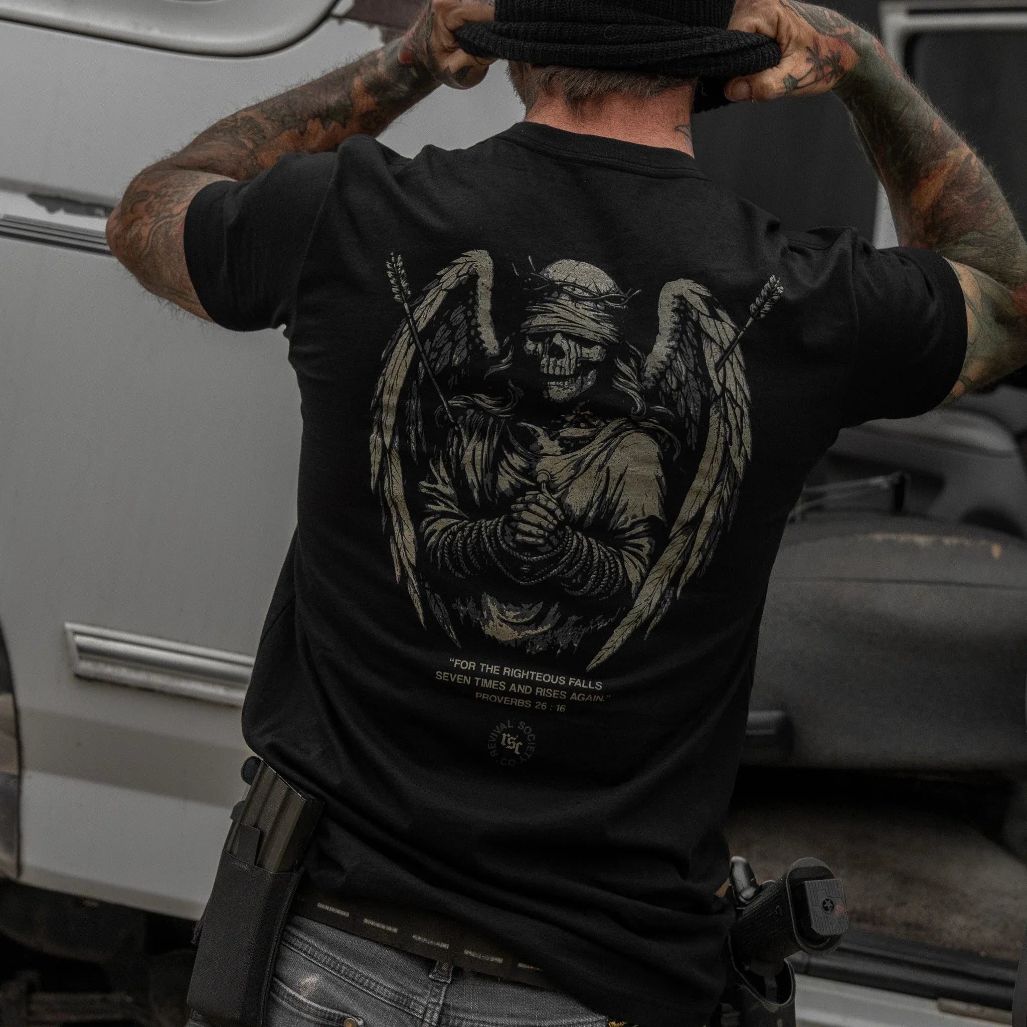 Righteous Falls Seven Times Men's T-Shirt - Combat Iron Apparel Co.