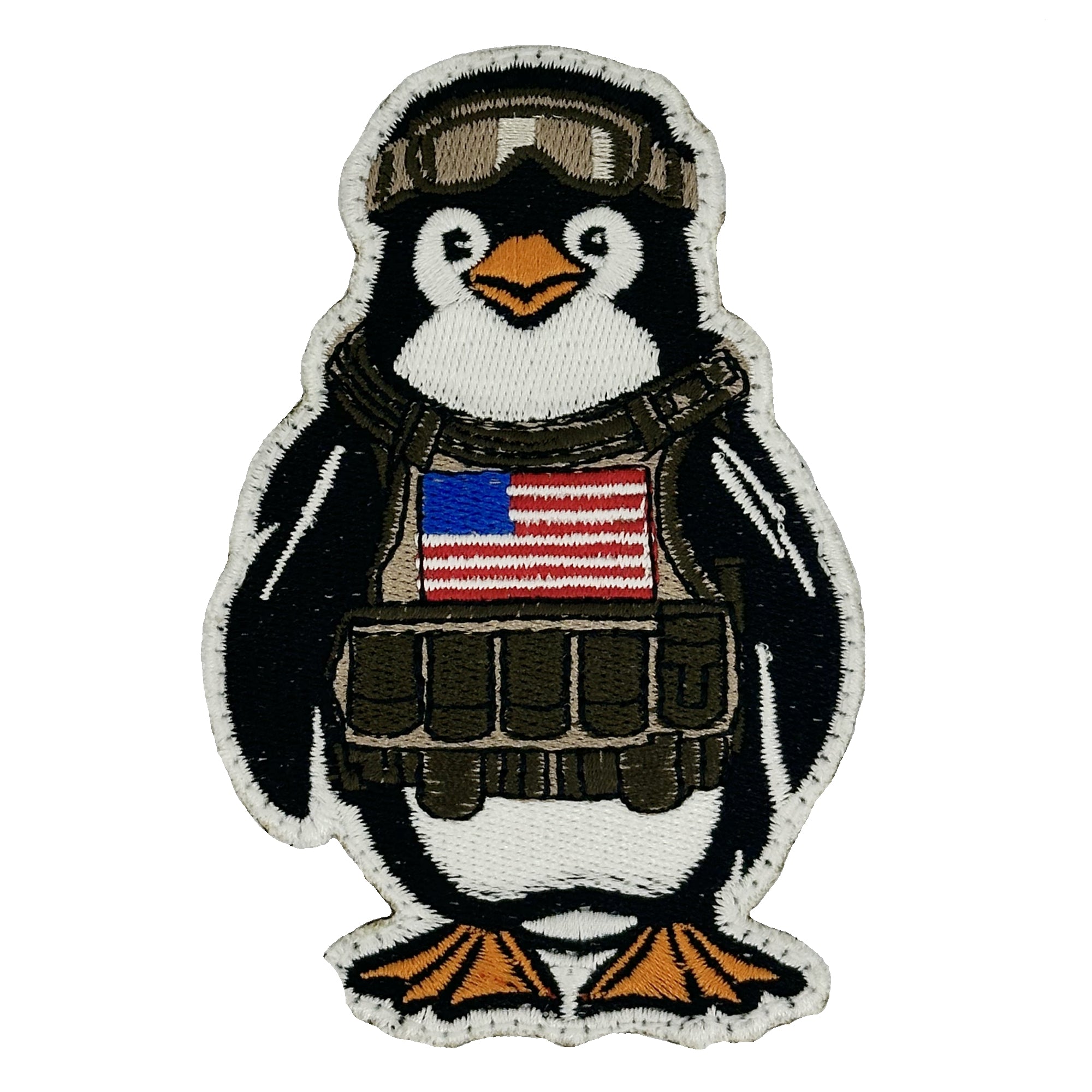 Arctic Warfare: Fully Embroidered Tactical Penguin Patch with US Flag