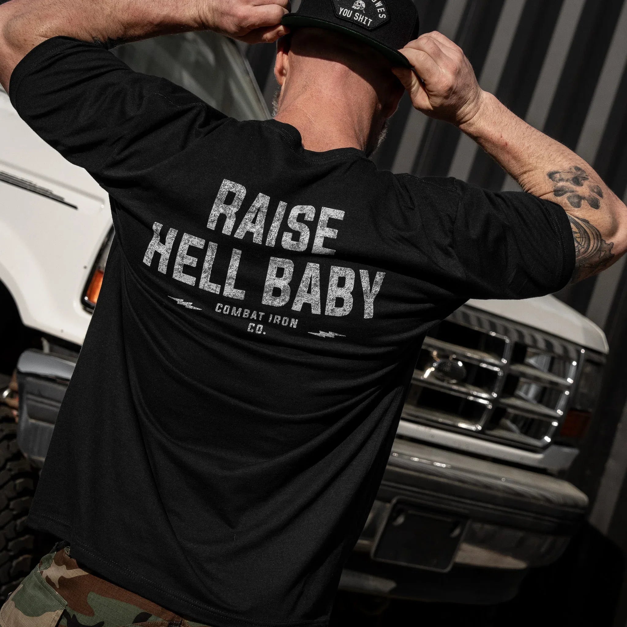 Raise Hell Baby Men's T-Shirt - Combat Iron Apparel Co.