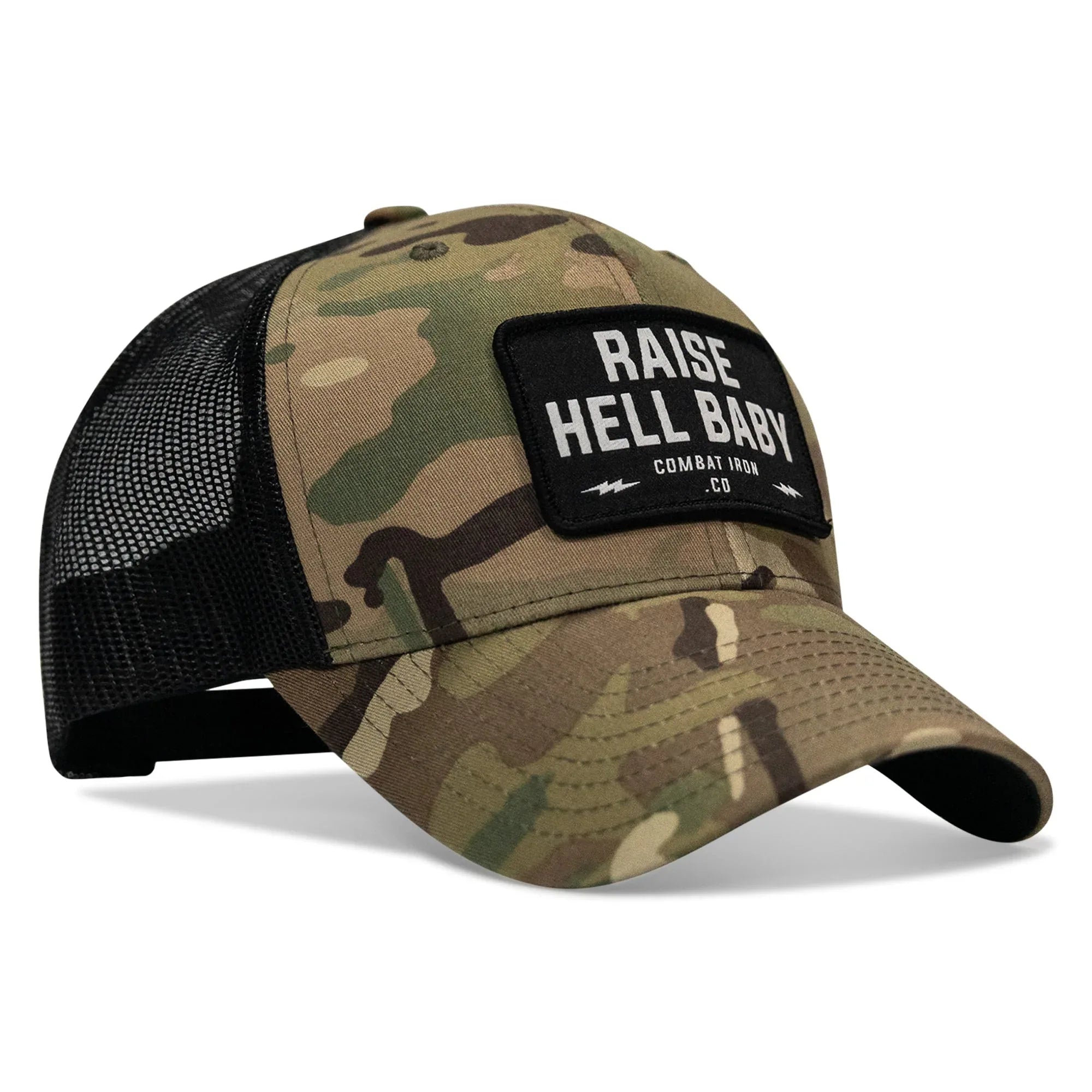 Raise Hell Baby Patch Snapback Hat - Combat Iron Apparel Co.