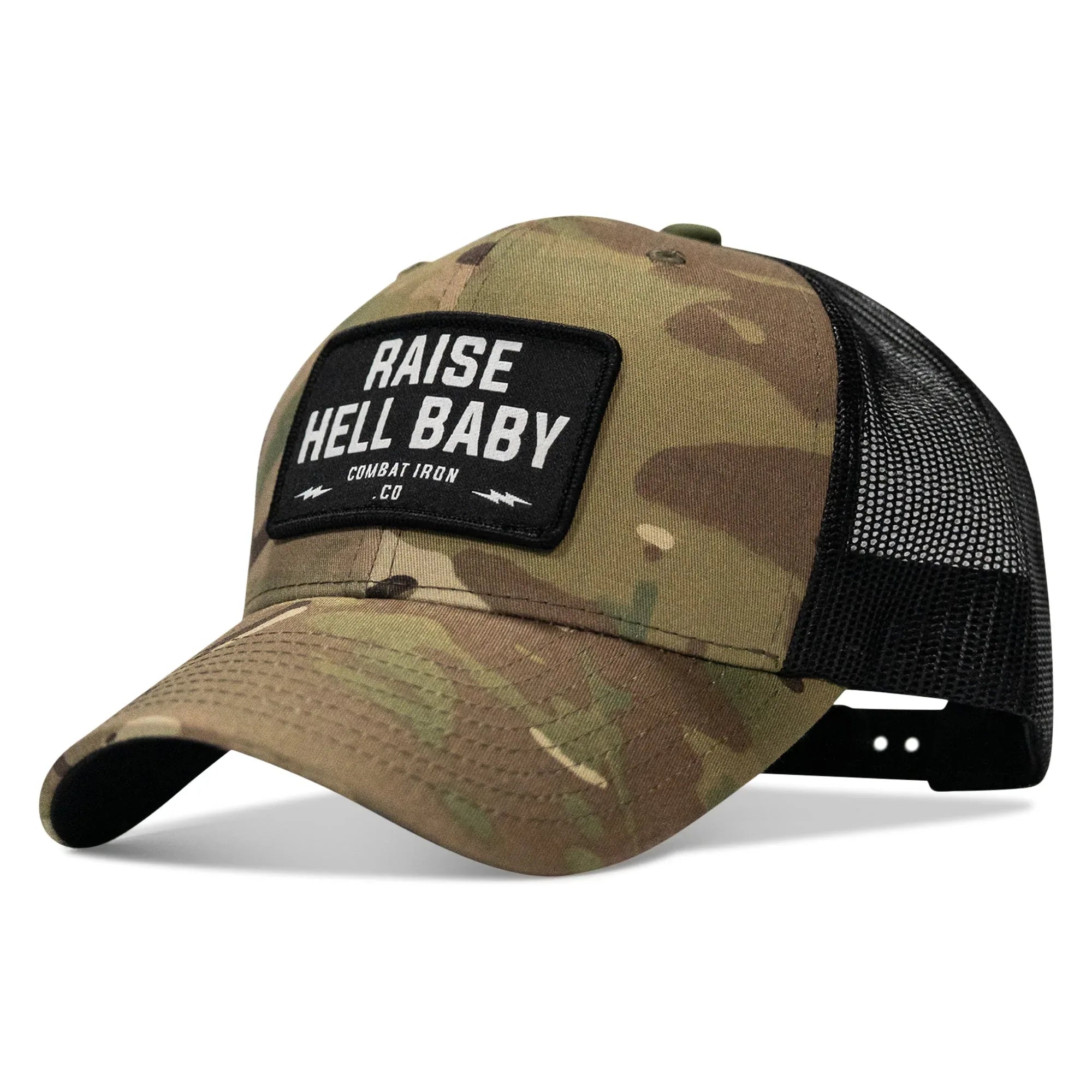 Raise Hell Baby Patch Snapback Hat - Combat Iron Apparel Co.