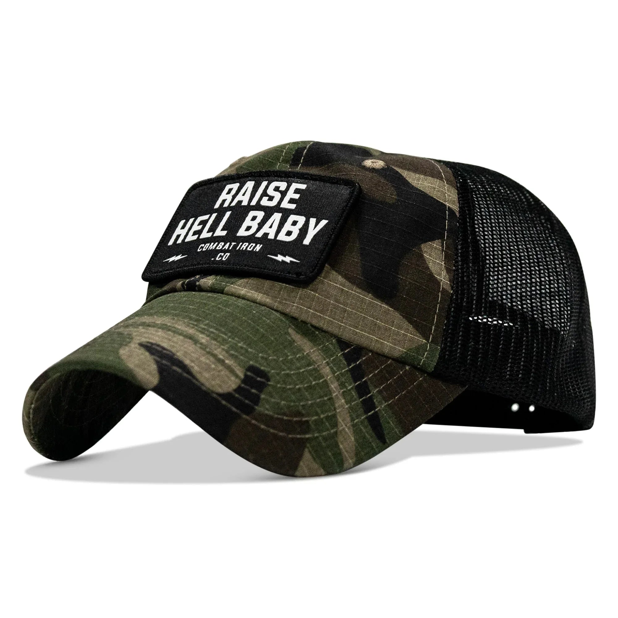 Raise Hell Baby Patch Tactical Ripstop Mesh Snapback Hat - Combat Iron Apparel Co.