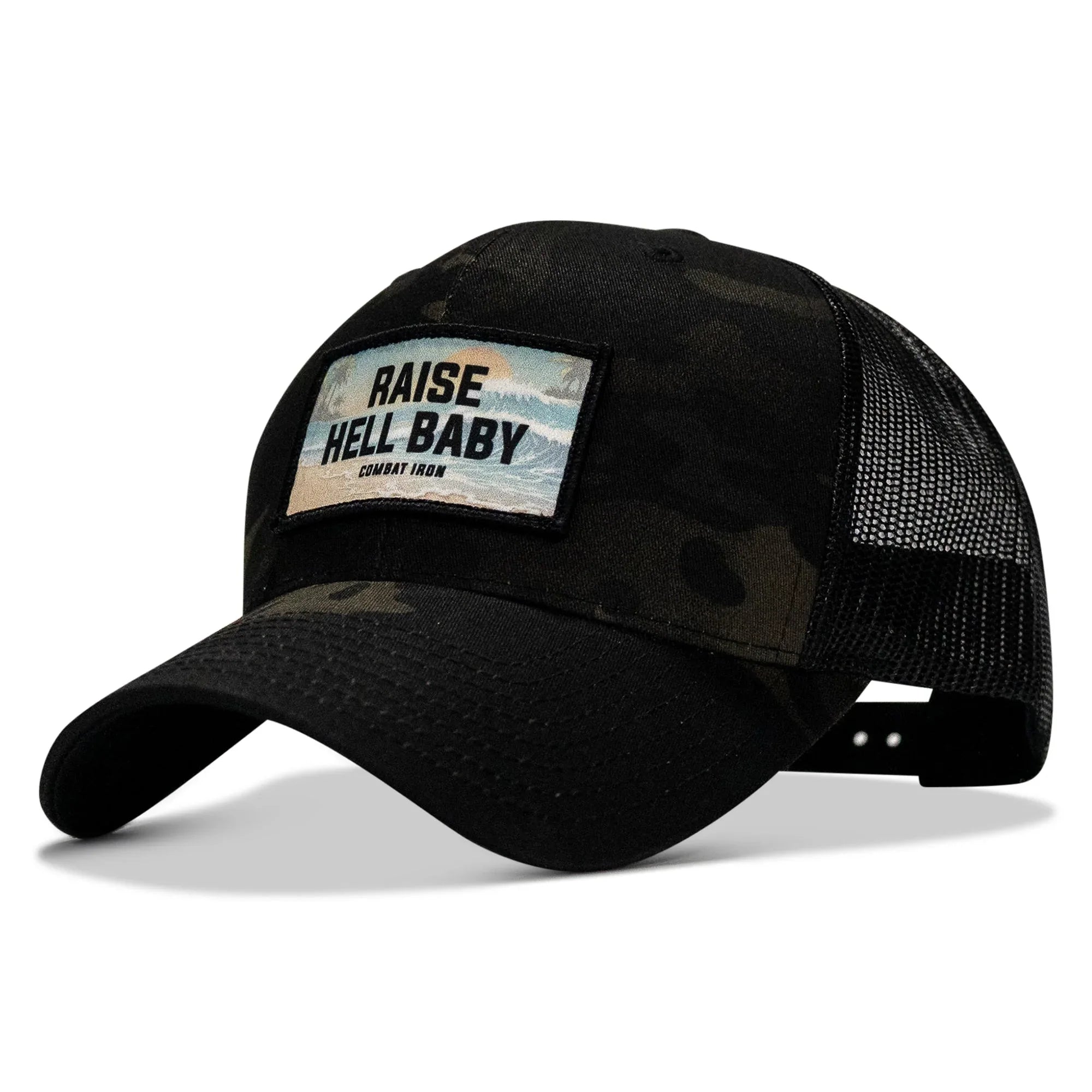 Raise Hell Baby Sunset Patch Snapback Hat - Combat Iron Apparel Co.