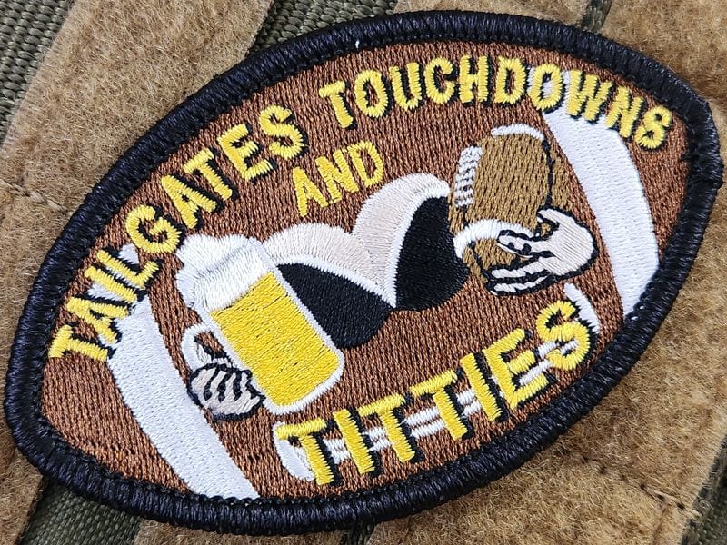 Tactical Gear Junkie Patches September 2023 - Tailgates, Touchdowns & Titties - 4 inch Patch