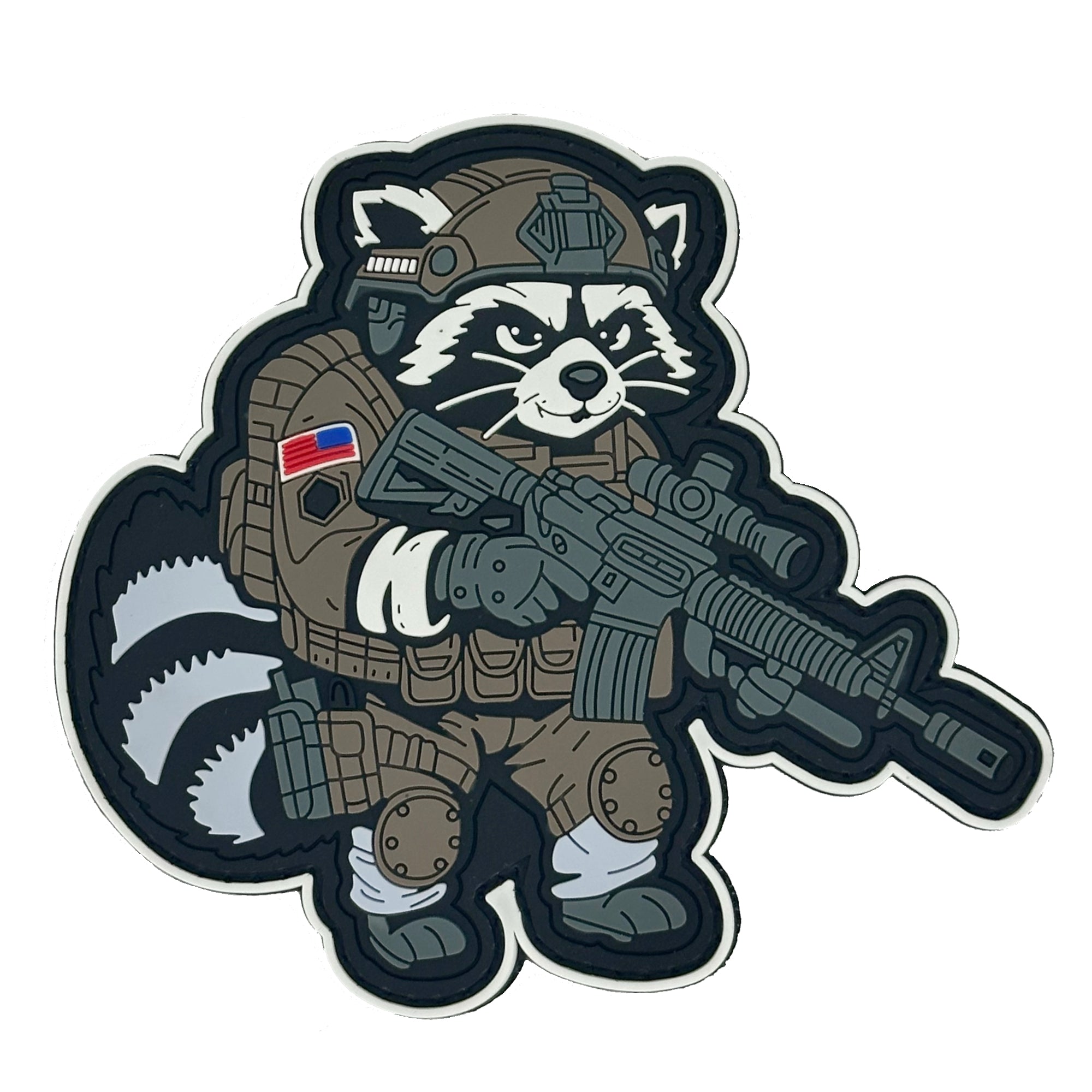 "Street Cat Collection" Patch 2 - Trash Panda - Tactical Raccoon - 4" PVC Patch
