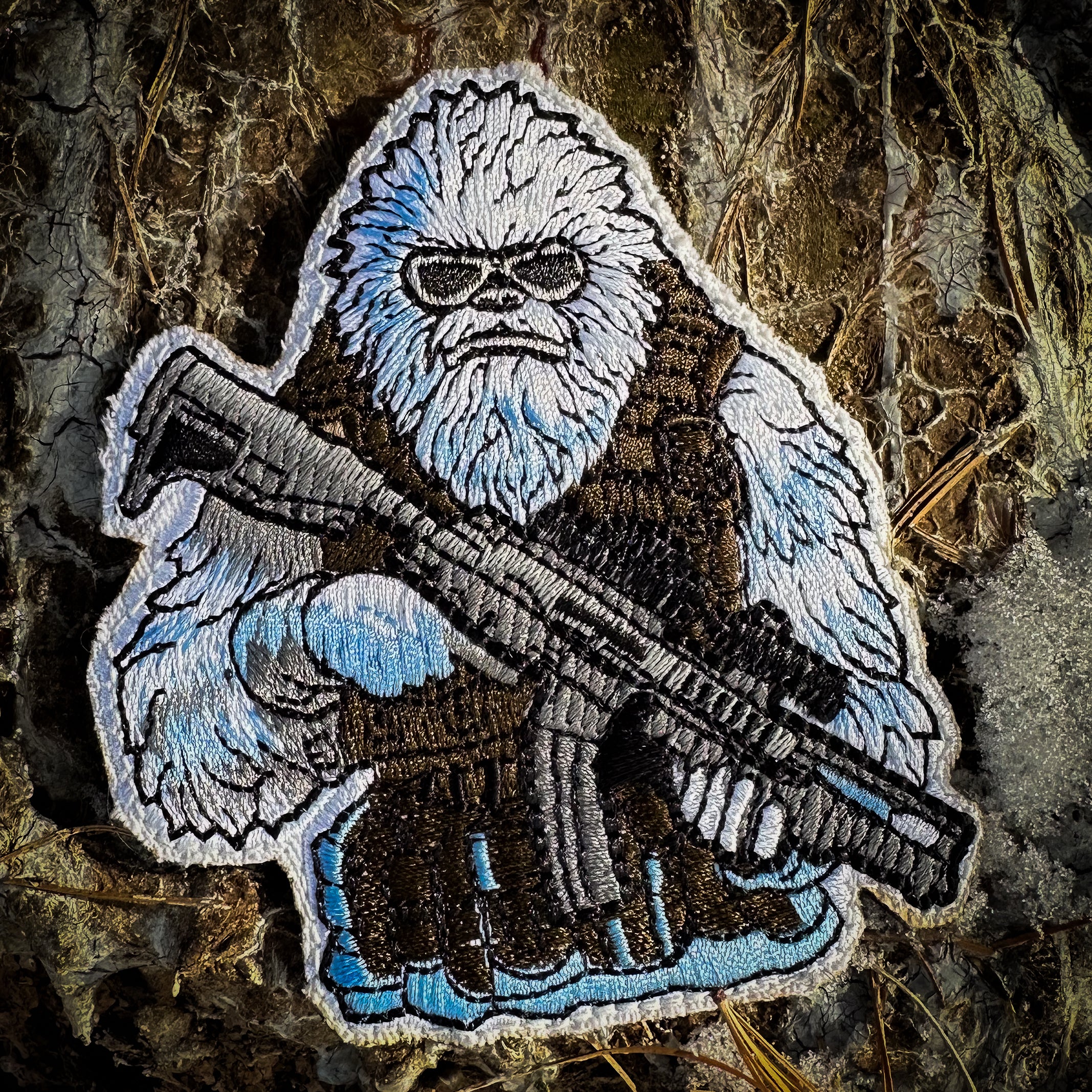 Abominable Snowman Tactical Yeti With AR-15 3.75" Fully Embroidered Patch