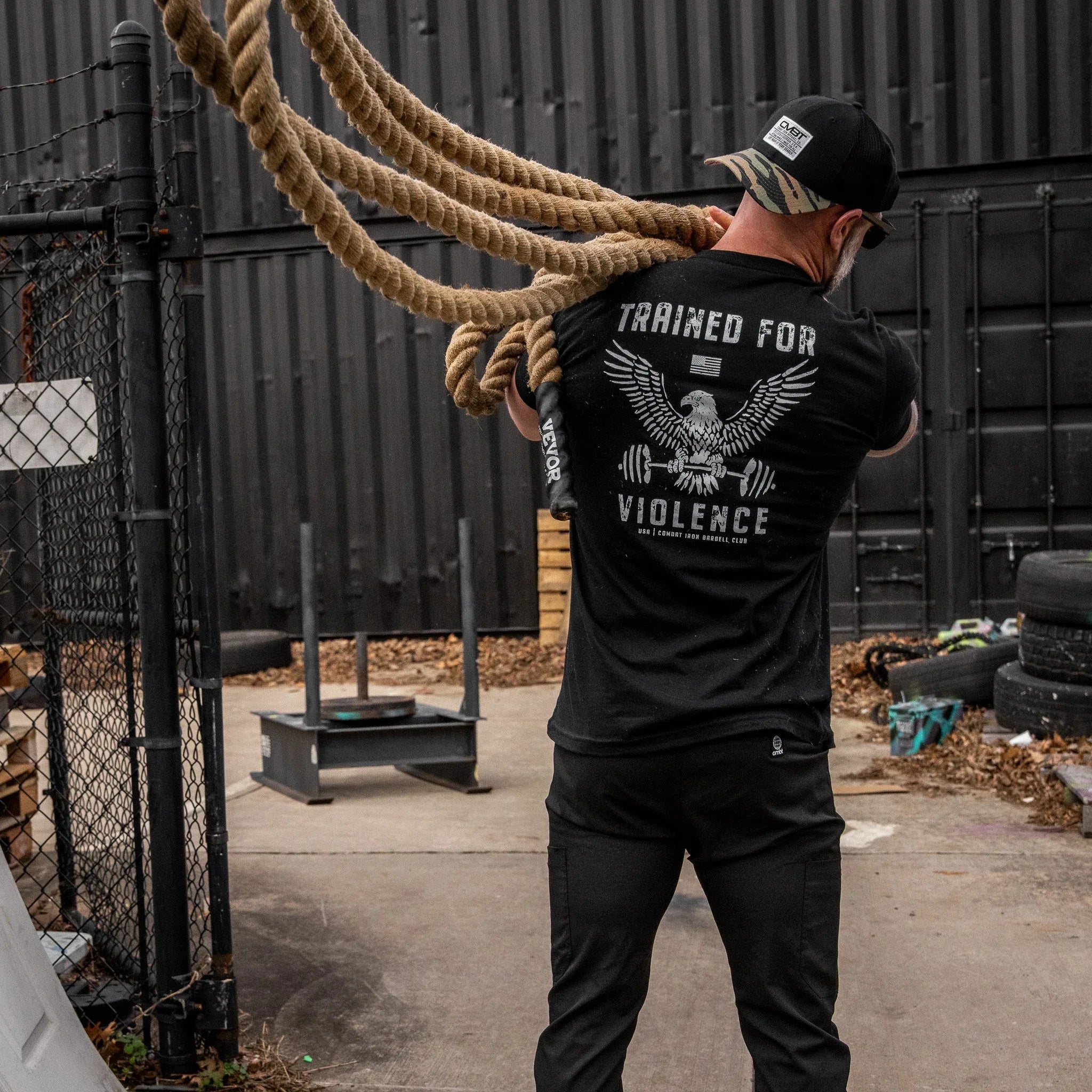 Trained for Violence  Men's T-Shirt - Combat Iron Apparel Co.