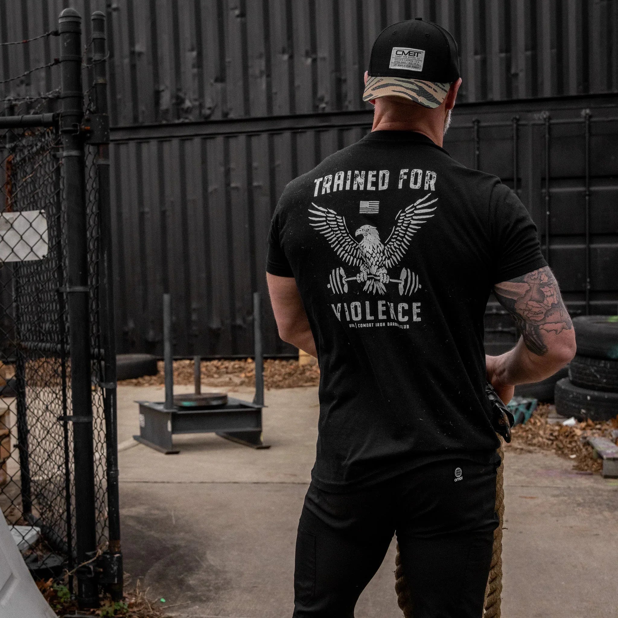 Trained for Violence  Men's T-Shirt - Combat Iron Apparel Co.