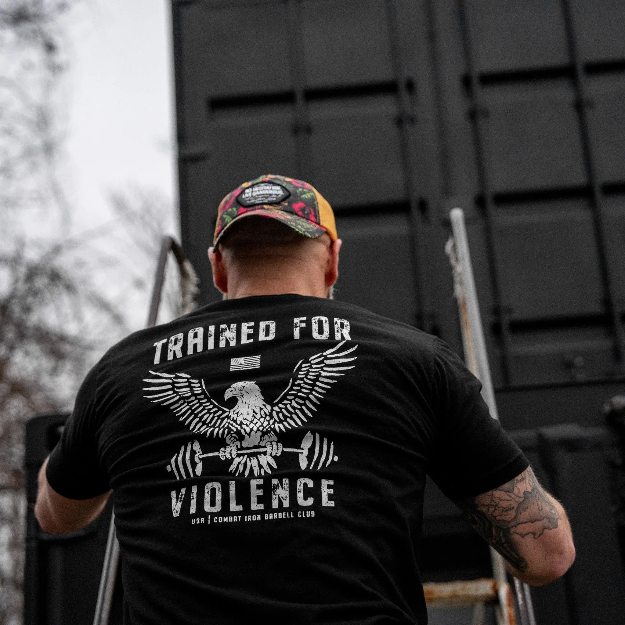 Trained for Violence  Men's T-Shirt - Combat Iron Apparel Co.