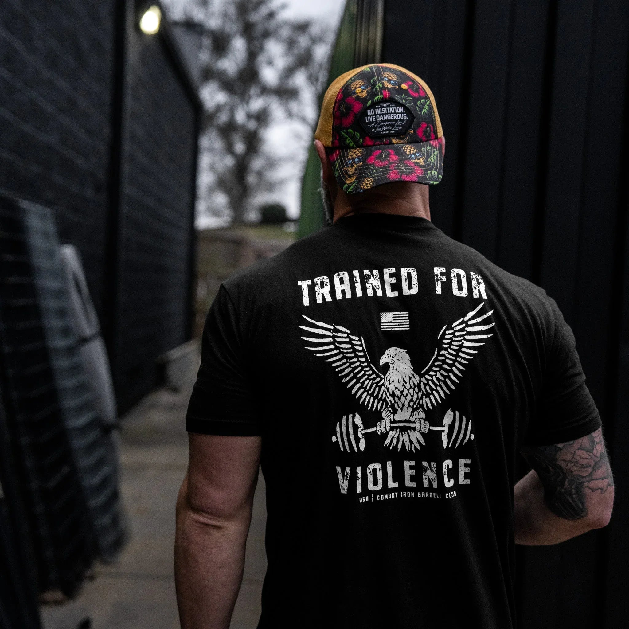 Trained for Violence  Men's T-Shirt - Combat Iron Apparel Co.