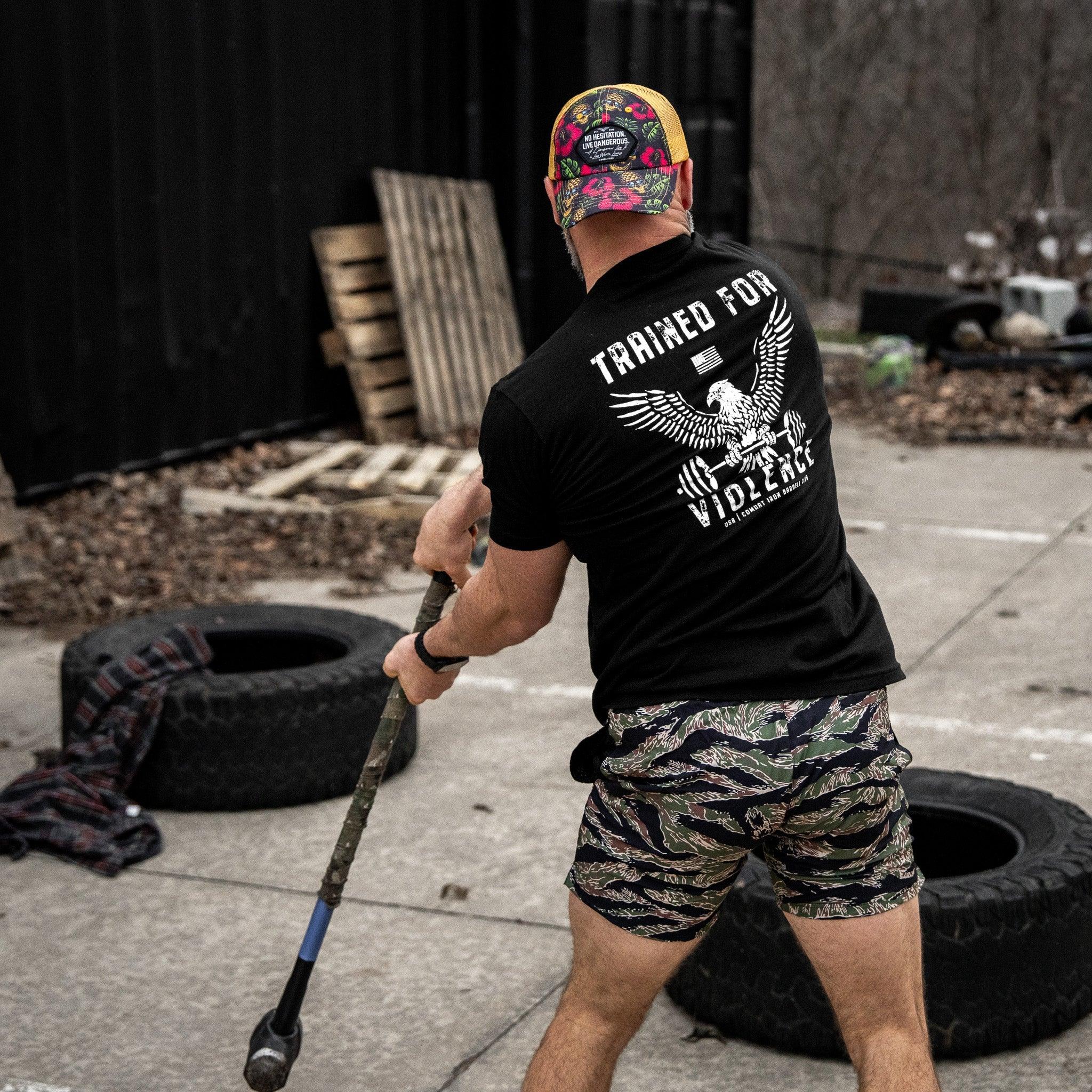 Trained for Violence  Men's T-Shirt - Combat Iron Apparel Co.