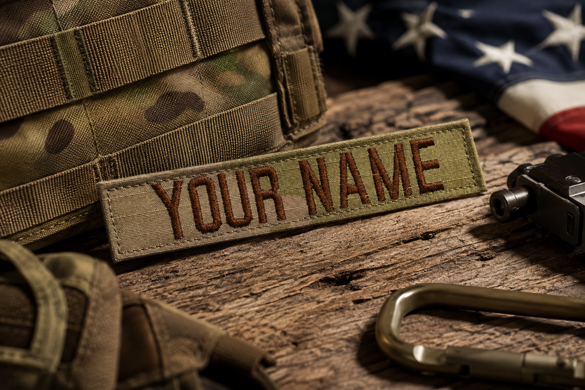 Single Custom Air Force Name Tape w/ Hook Fastener Backing - 3-Color OCP