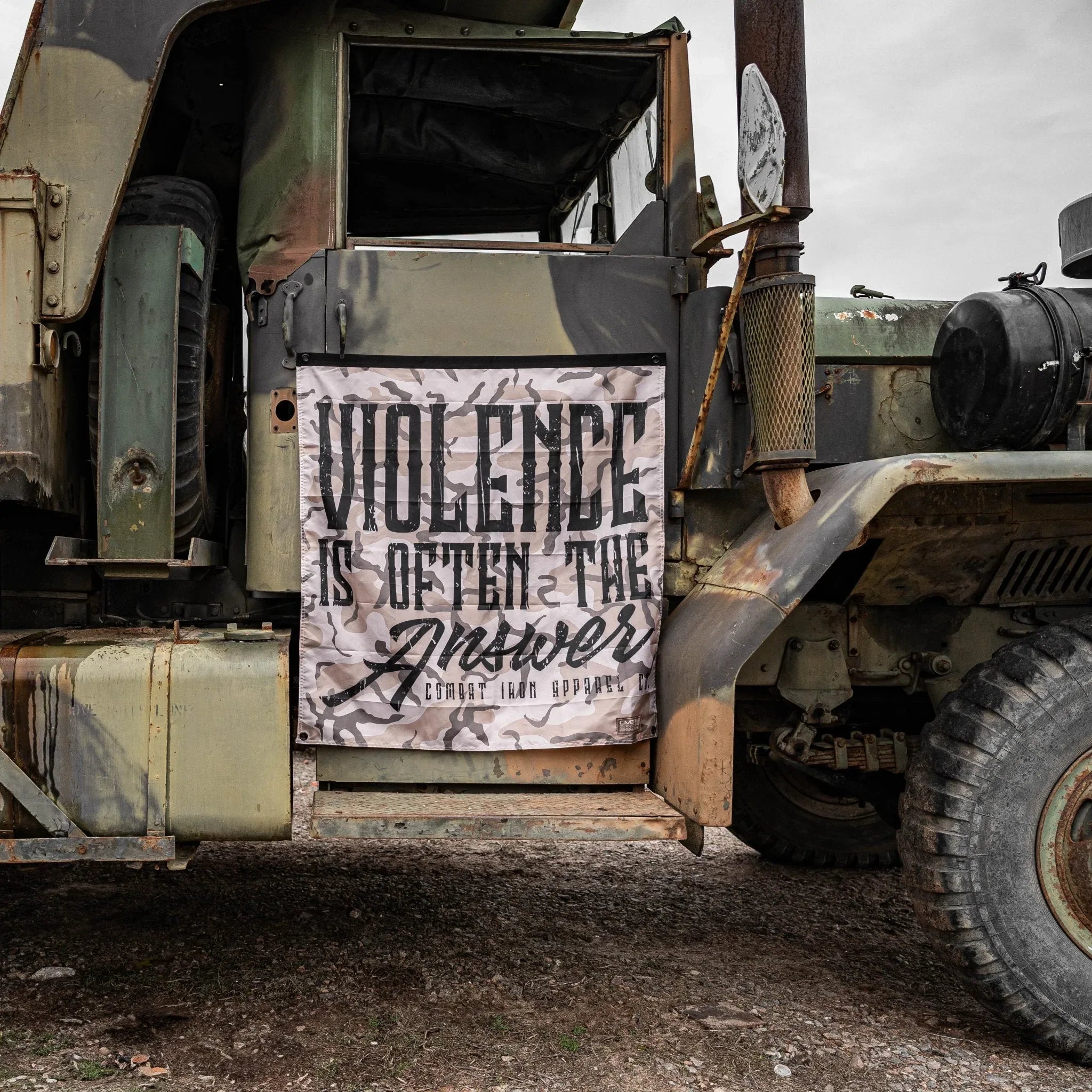 Violence Is Often The Answer 3'x3' Camo Flag - Combat Iron Apparel Co.