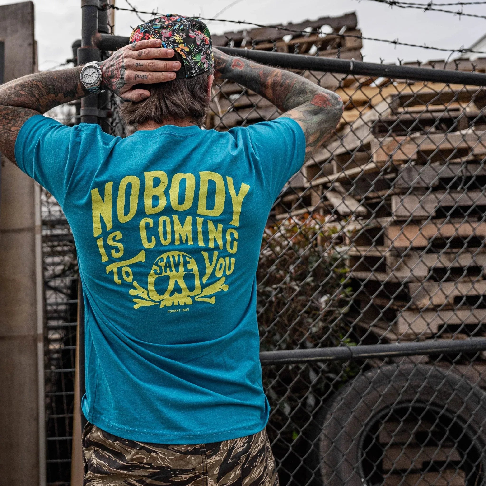 Nobody Is Coming To Save You Skull Men's T-Shirt - Combat Iron Apparel Co.