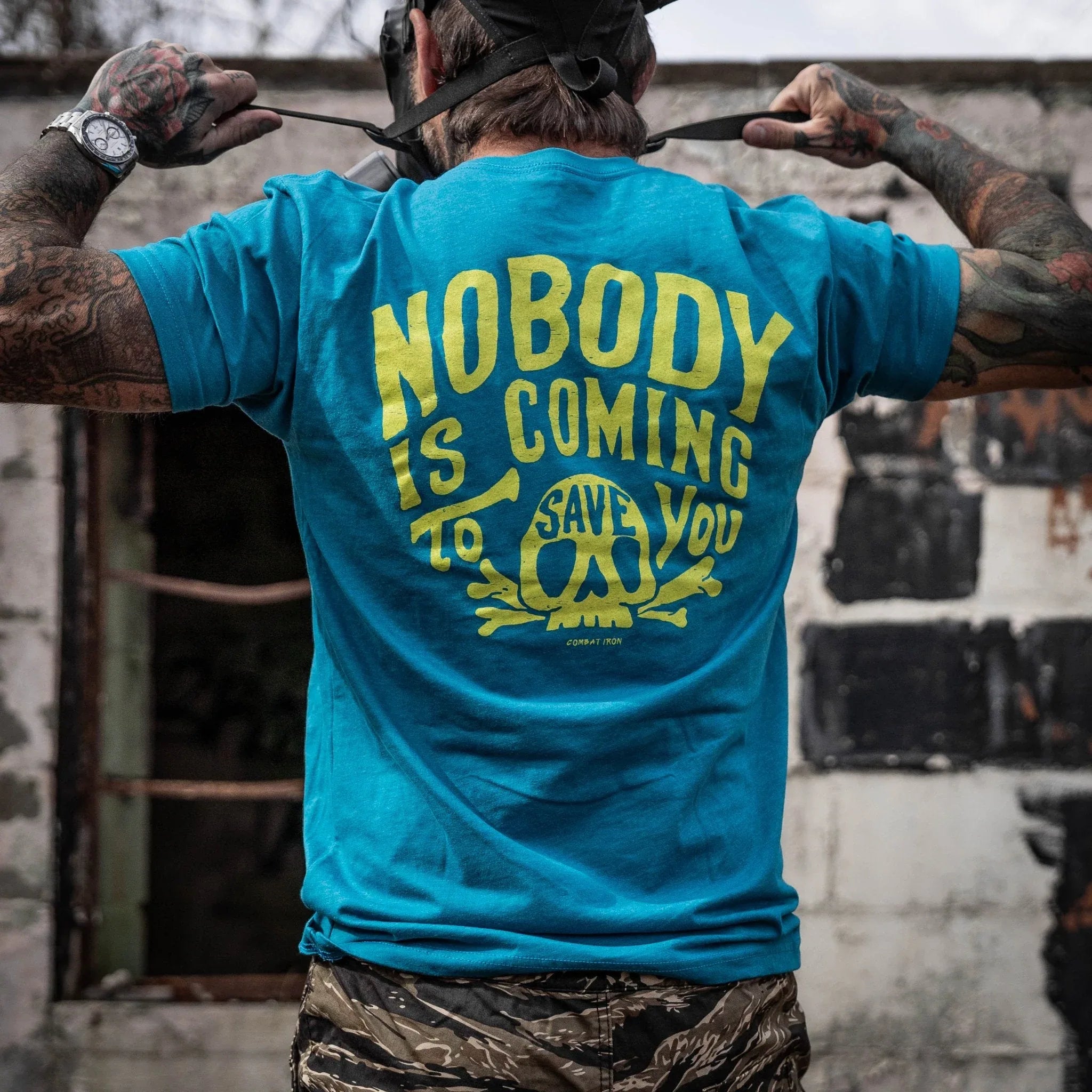 Nobody Is Coming To Save You Skull Men's T-Shirt - Combat Iron Apparel Co.