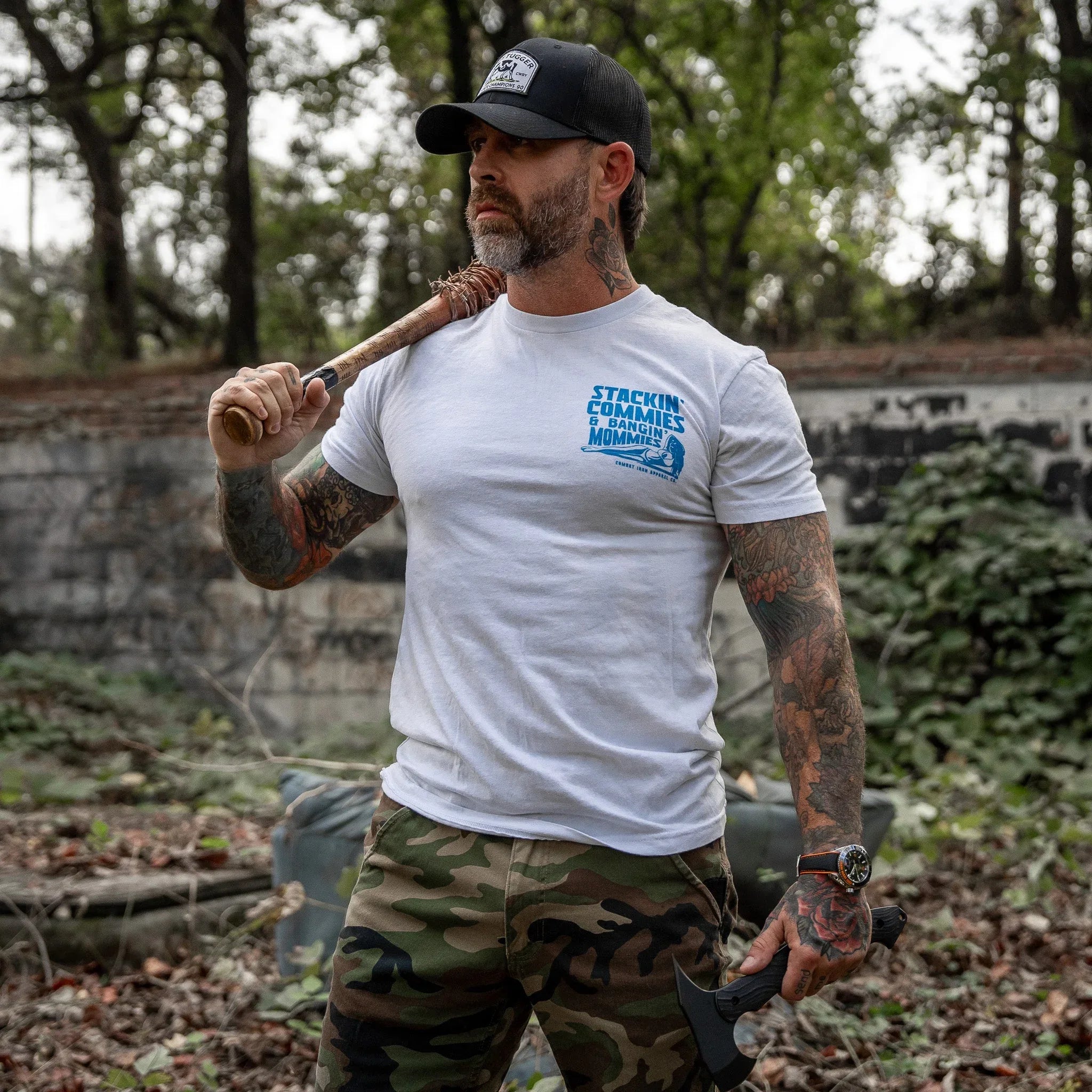 Stackin' Commies & Bangin' Mommies Men's T-Shirt - Combat Iron Apparel Co.