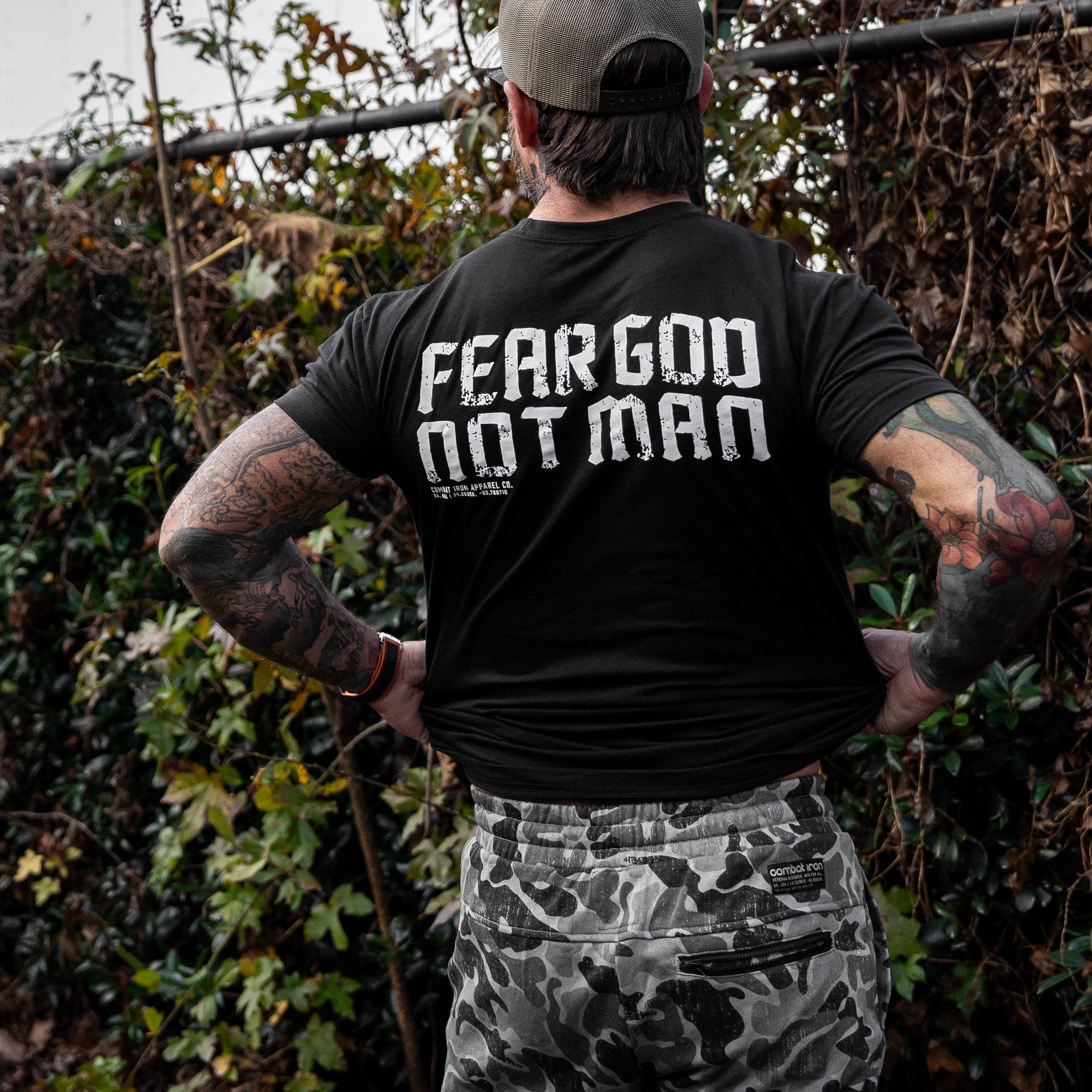 Fear God Not Man Men's T-Shirt - Combat Iron Apparel Co.