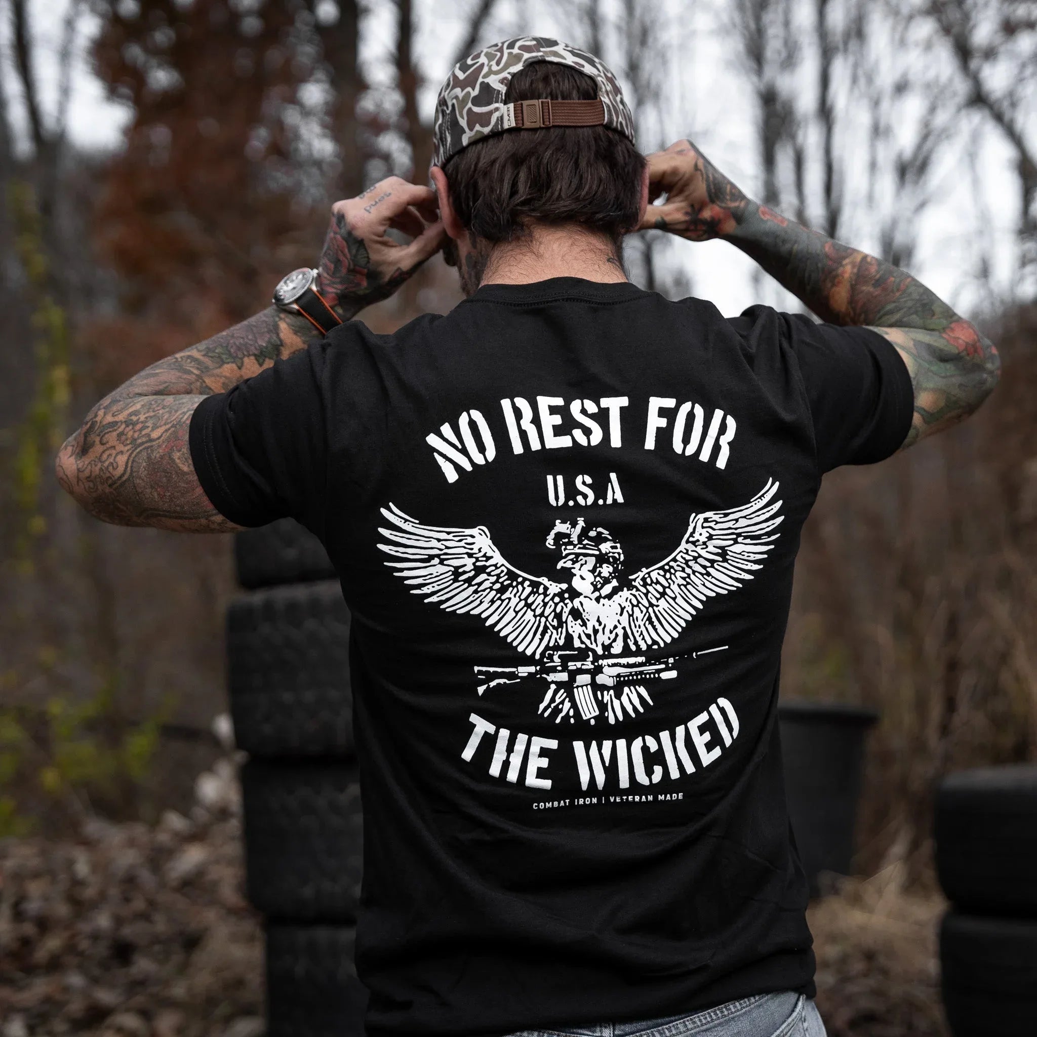 No Rest For The Wicked Men's T-Shirt  - Combat Iron Apparel Co.