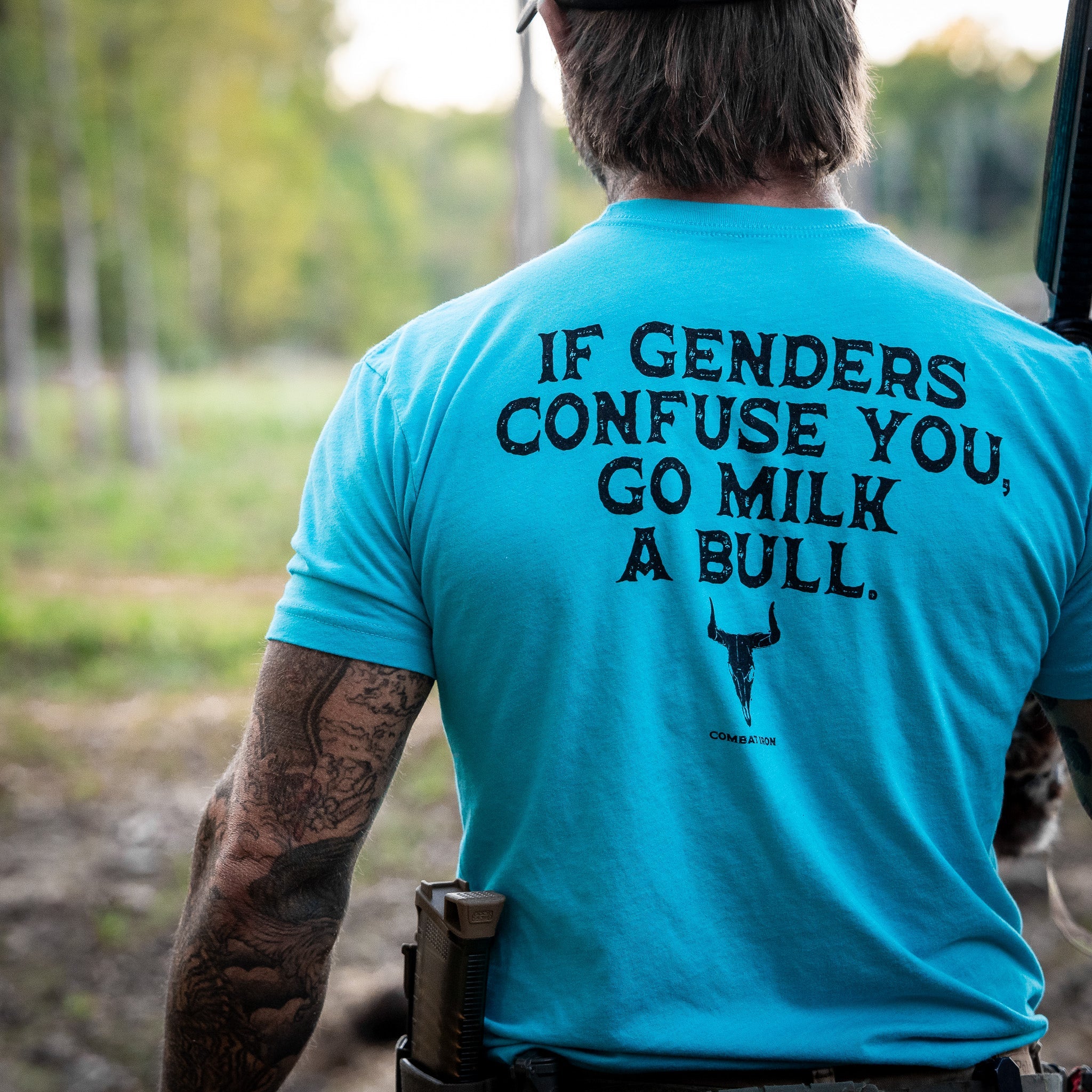 If Genders Confuse You, Go Milk a Bull Men's T-Shirt - Combat Iron Apparel Co.