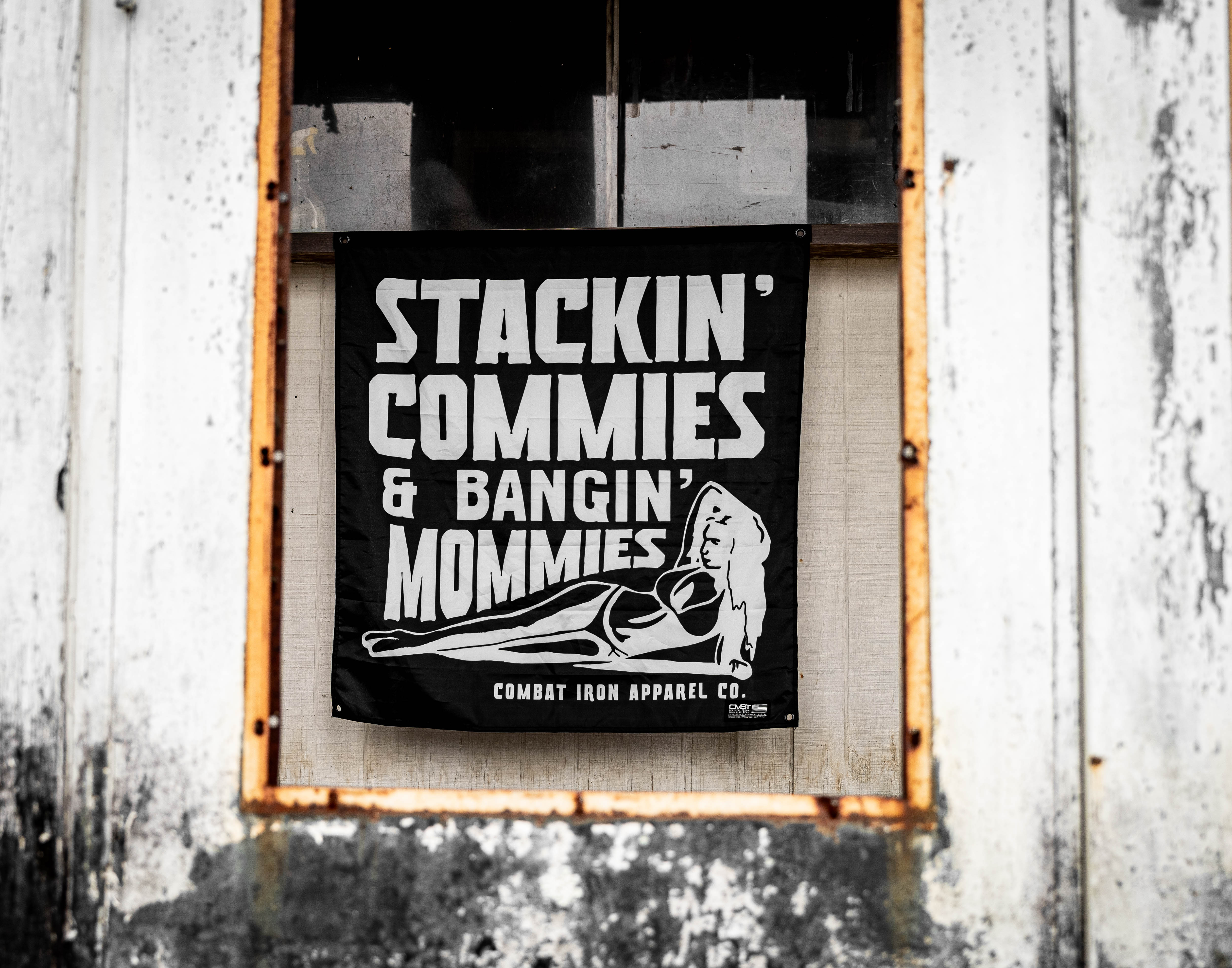 Stackin' Commies & Bangin' Mommies 3'x3' Flag - Combat Iron Apparel Co.