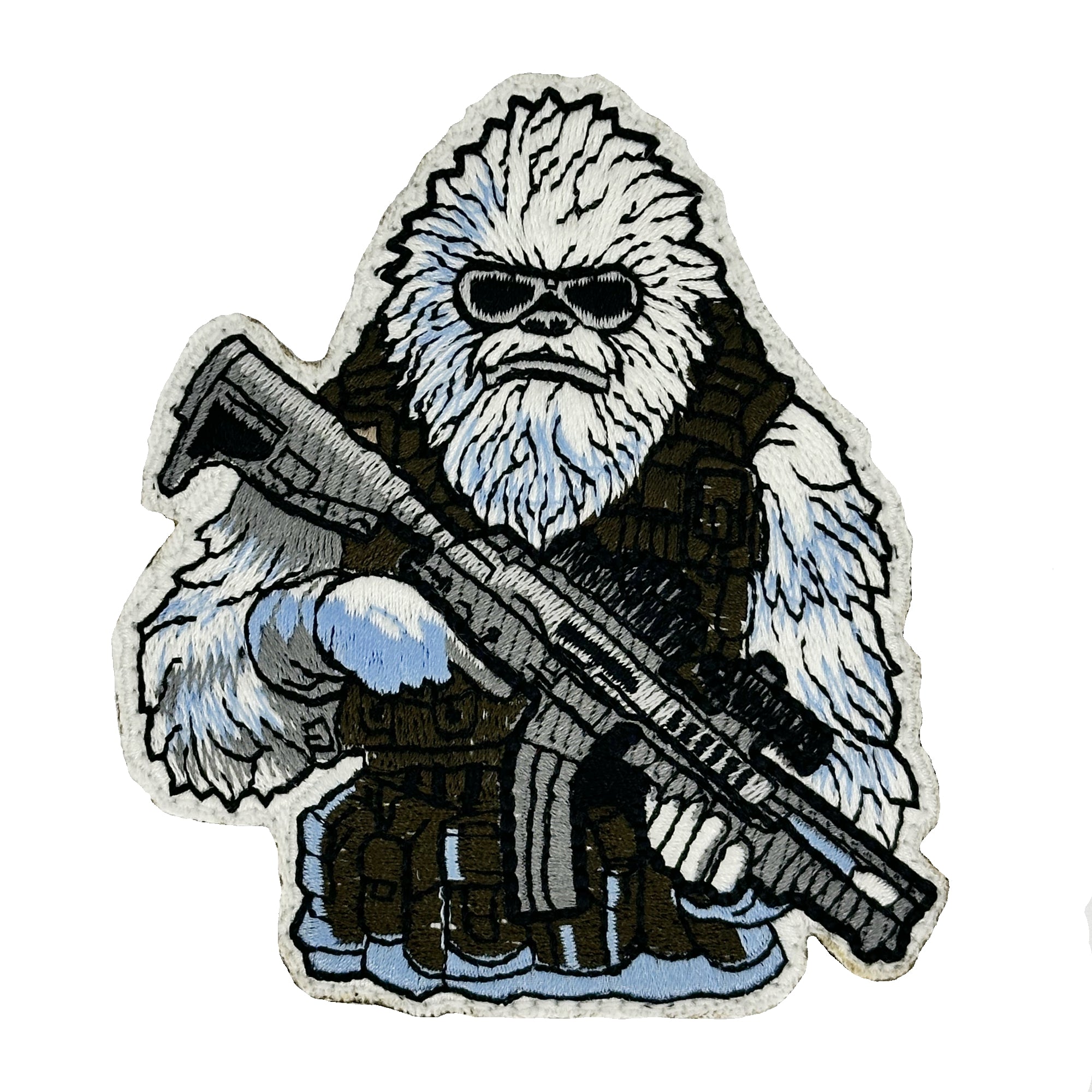 Abominable Snowman Tactical Yeti With AR-15 3.75" Fully Embroidered Patch