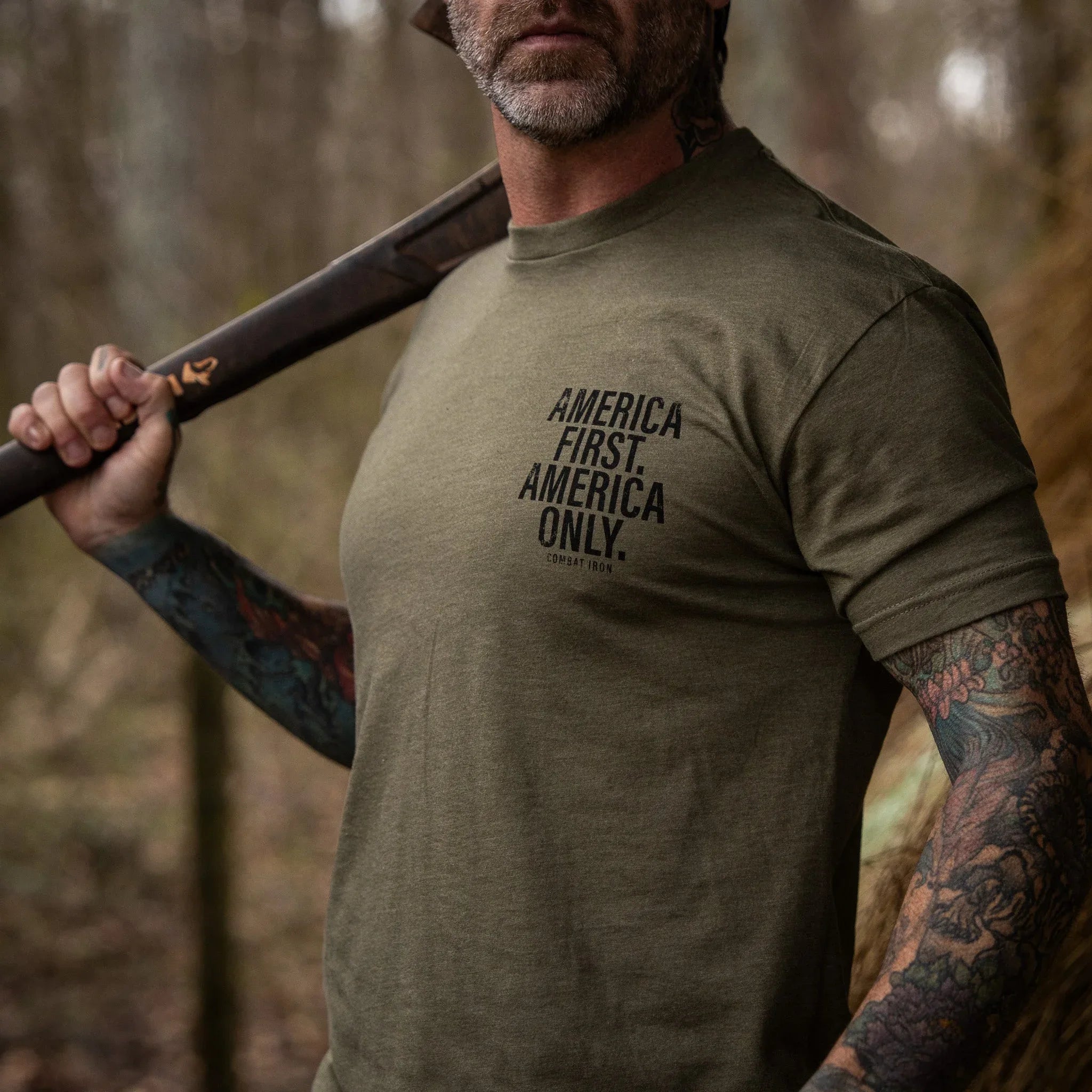 America First. American Only. Men's T-Shirt - Combat Iron Apparel Co.