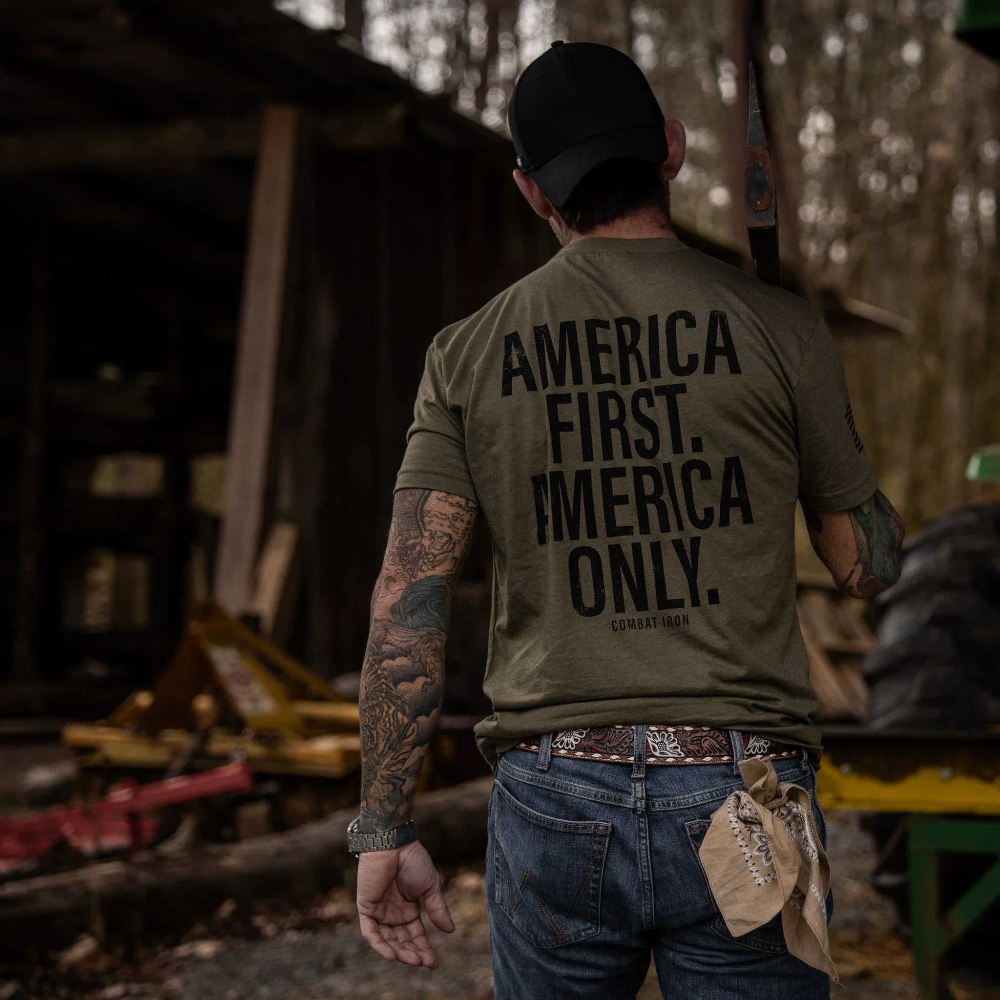 America First. American Only. Men's T-Shirt - Combat Iron Apparel Co.