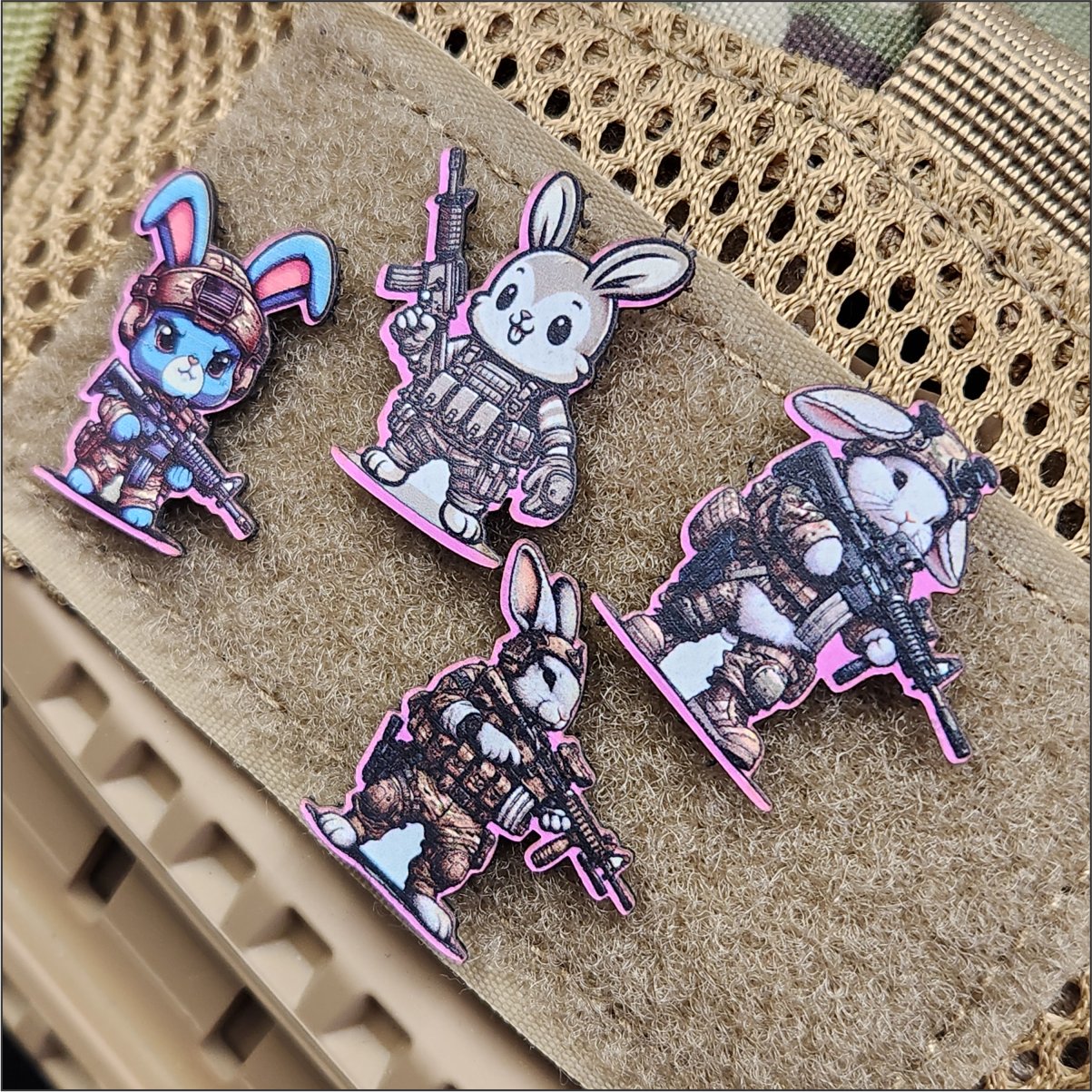 Tactical Easter Bunny Mini Morale Battle Bunnies Pack 1 - 4 piece tine patch pack