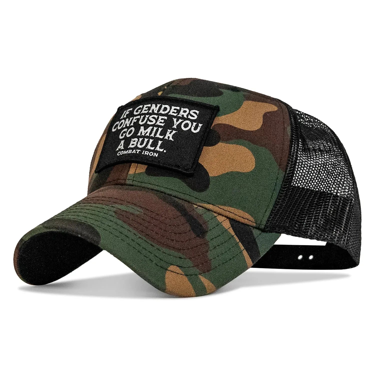 If Genders Confuse You, Go Milk A Bull Patch Snapback Hat - Combat Iron Apparel Co.