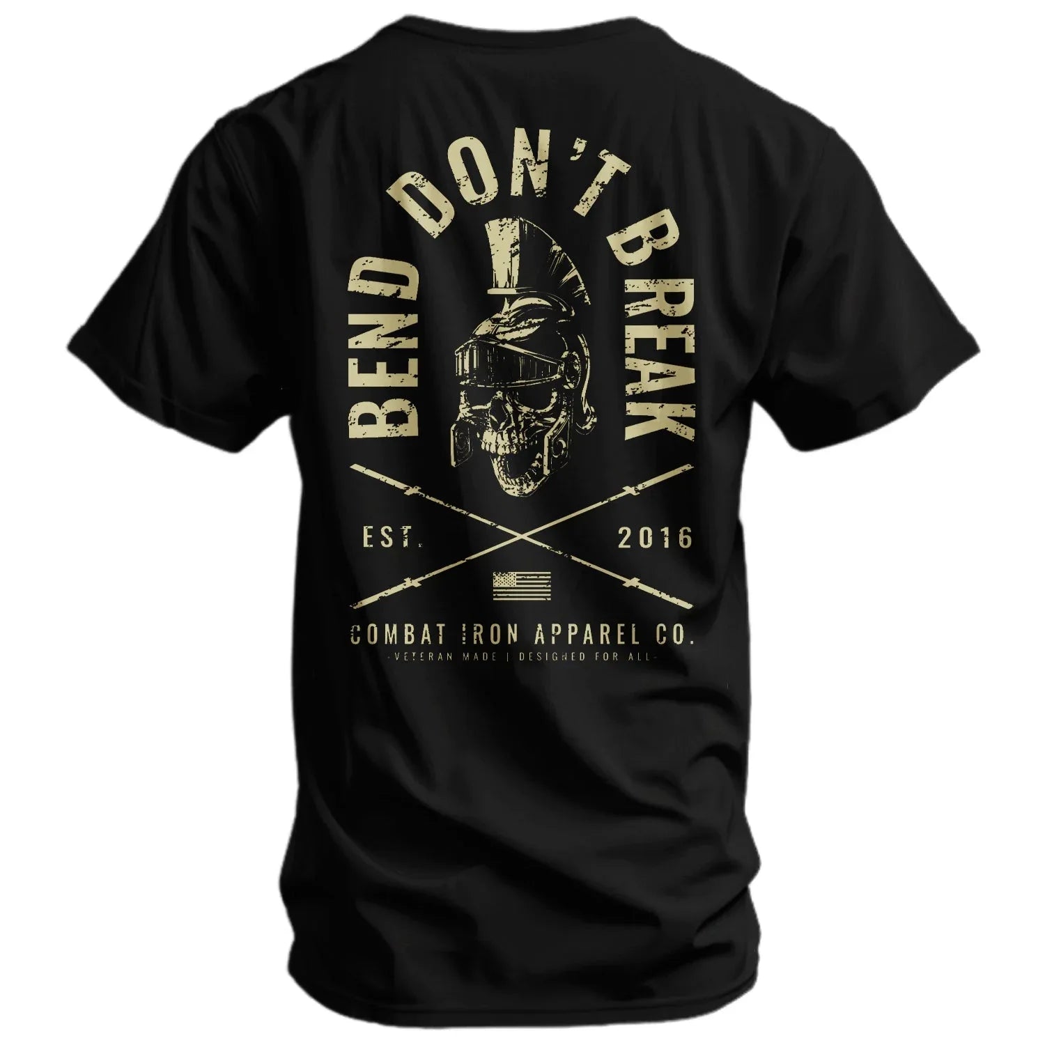 Bend Don't Break Barbell Skull Men's T-Shirt - Combat Iron Apparel Co.