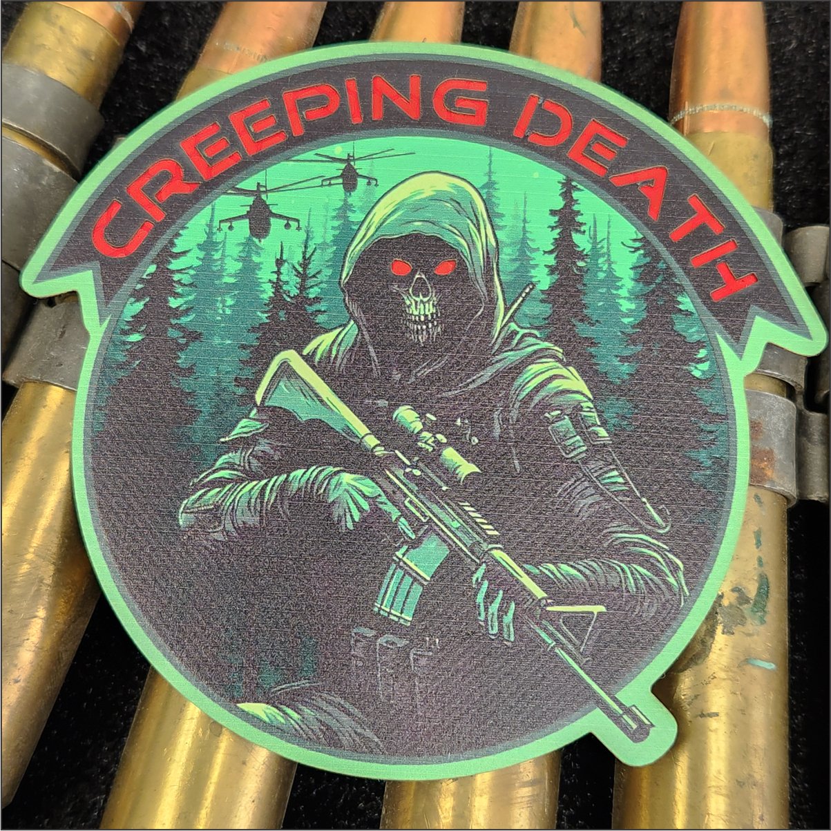 VIP MEMBERS ONLY COLOR Creeping Death Reflective Laser Cut Printed Patch - #3 in the Metal up your ass Collection