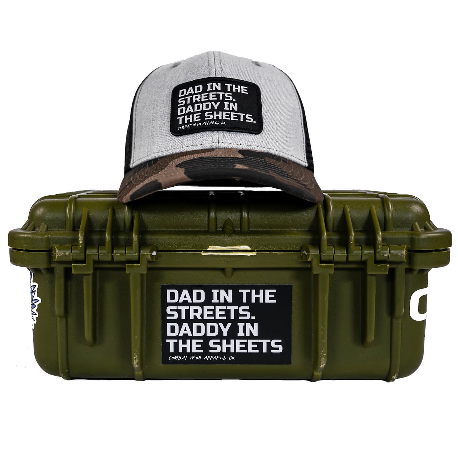 Dad In The Streets. Daddy In The Sheets. Black Patch Snapback Hat - Combat Iron Apparel Co.