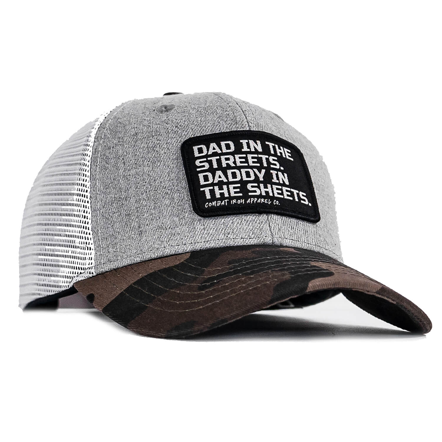 Dad In The Streets. Daddy In The Sheets. Black Patch Snapback Hat - Combat Iron Apparel Co.