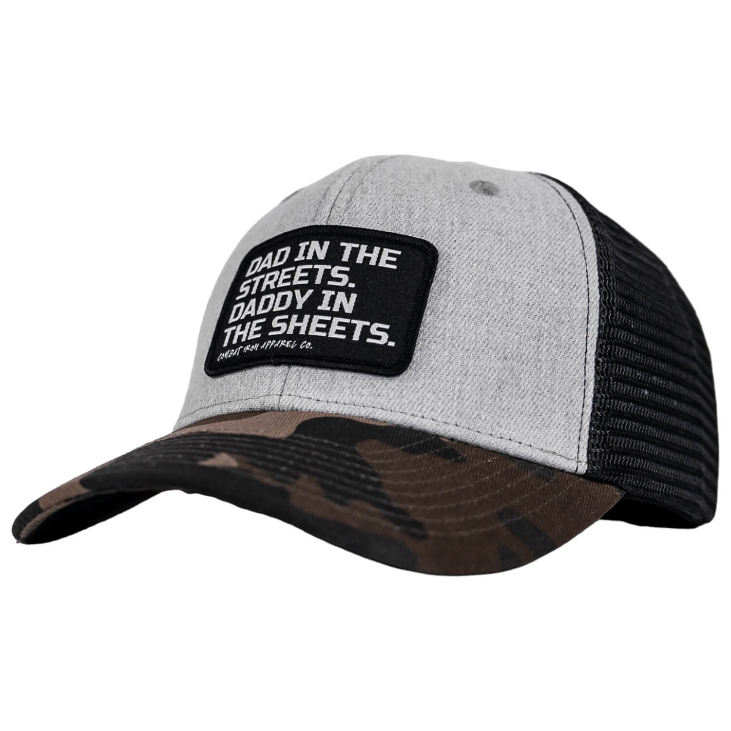 Dad In The Streets. Daddy In The Sheets. Black Patch Snapback Hat - Combat Iron Apparel Co.