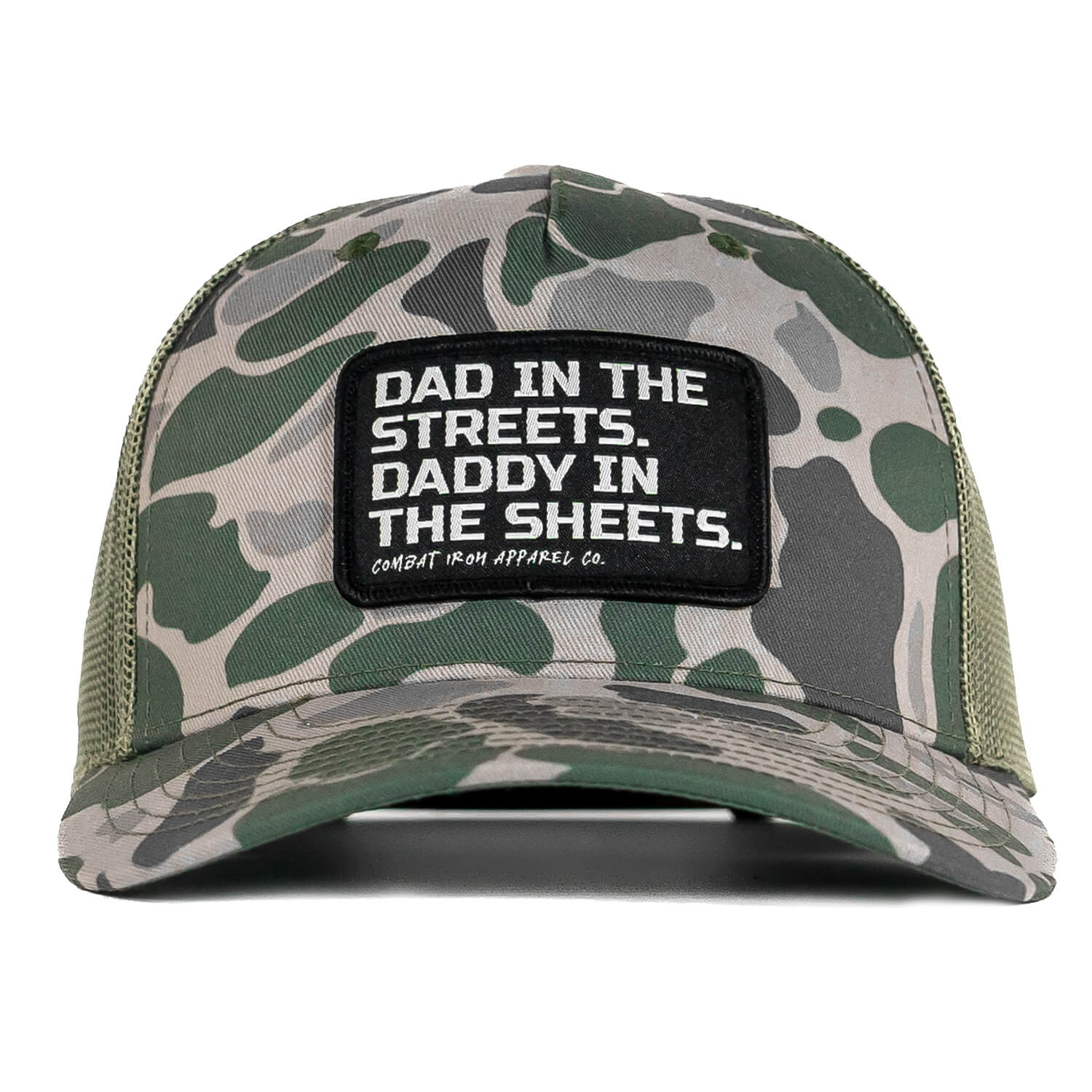 Dad In The Streets. Daddy In The Sheets. Black Patch Snapback Hat - Combat Iron Apparel Co.