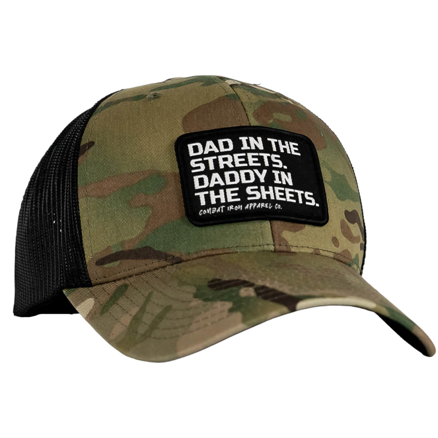 Dad In The Streets. Daddy In The Sheets. Black Patch Snapback Hat - Combat Iron Apparel Co.