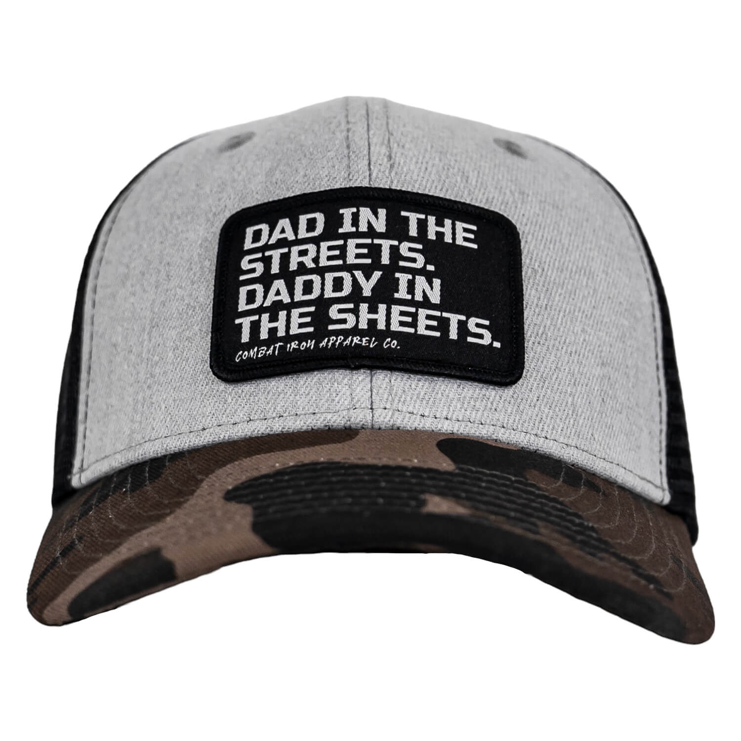 Dad In The Streets. Daddy In The Sheets. Black Patch Snapback Hat - Combat Iron Apparel Co.