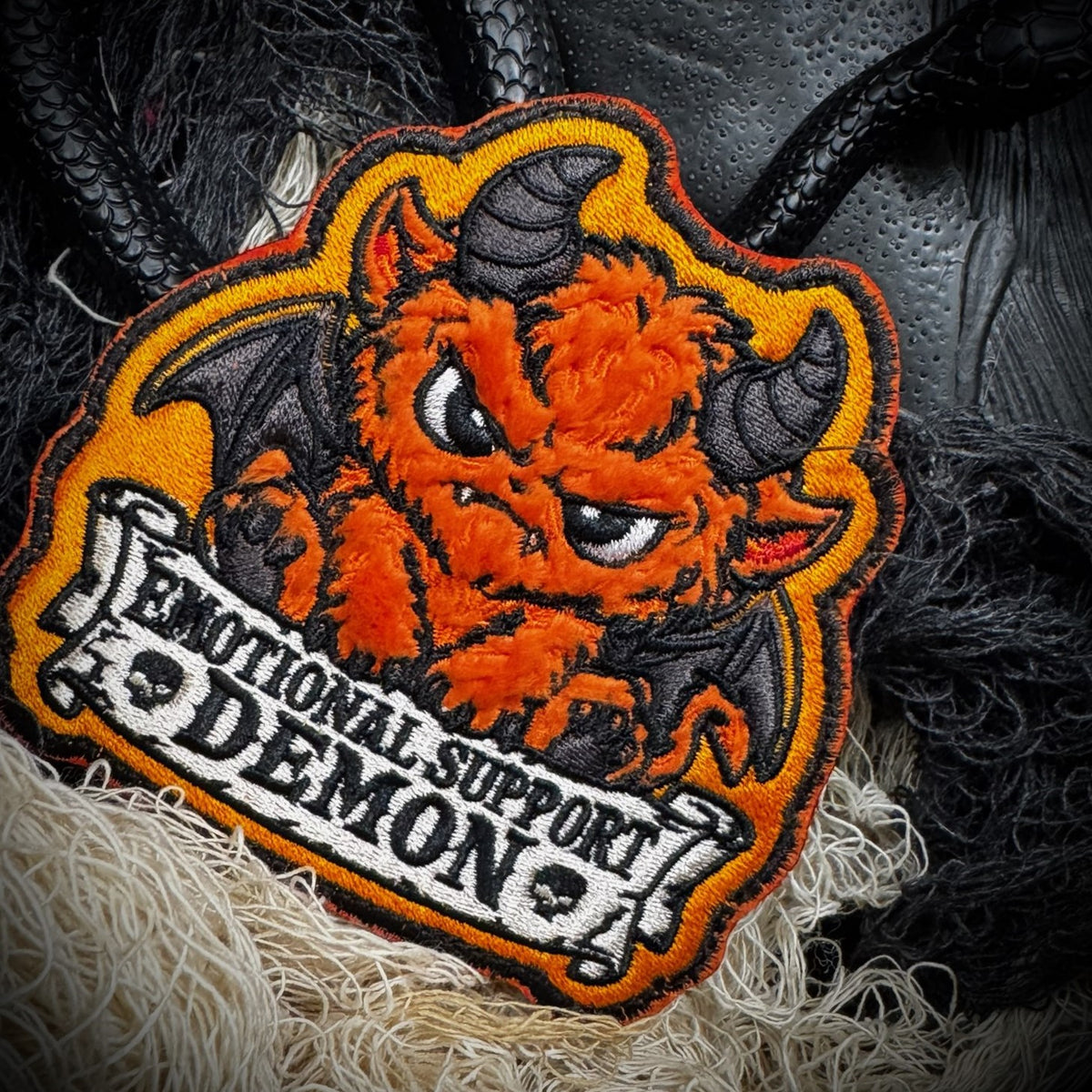 Damien Horn - Fuzzy Emotional Support Demon - 4" Embroidered Patch