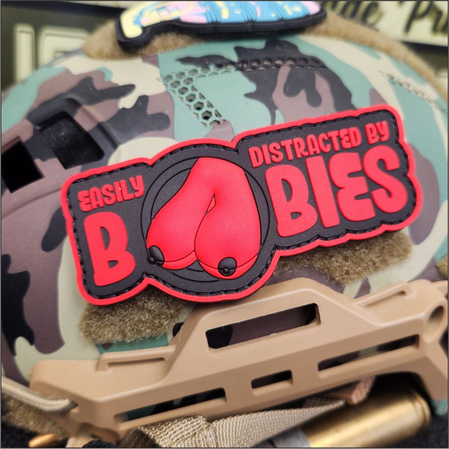 "Fun Size Boobs" - Easily Distracted By Boobies (Uncensored) - 4 inch PVC Patch -