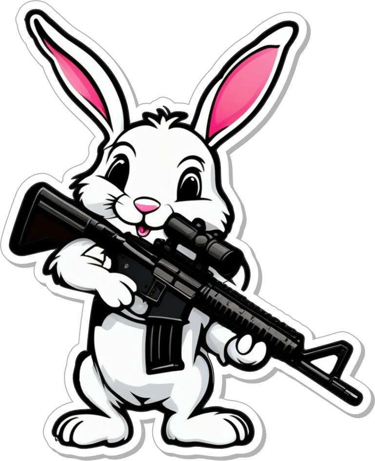 Tactical AR15 Battle Bunny - 3.5" Sticker - Bad Bunny Collection
