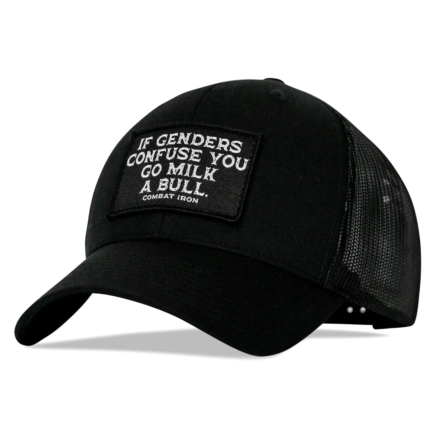 If Genders Confuse You, Go Milk A Bull Patch Snapback Hat - Combat Iron Apparel Co.