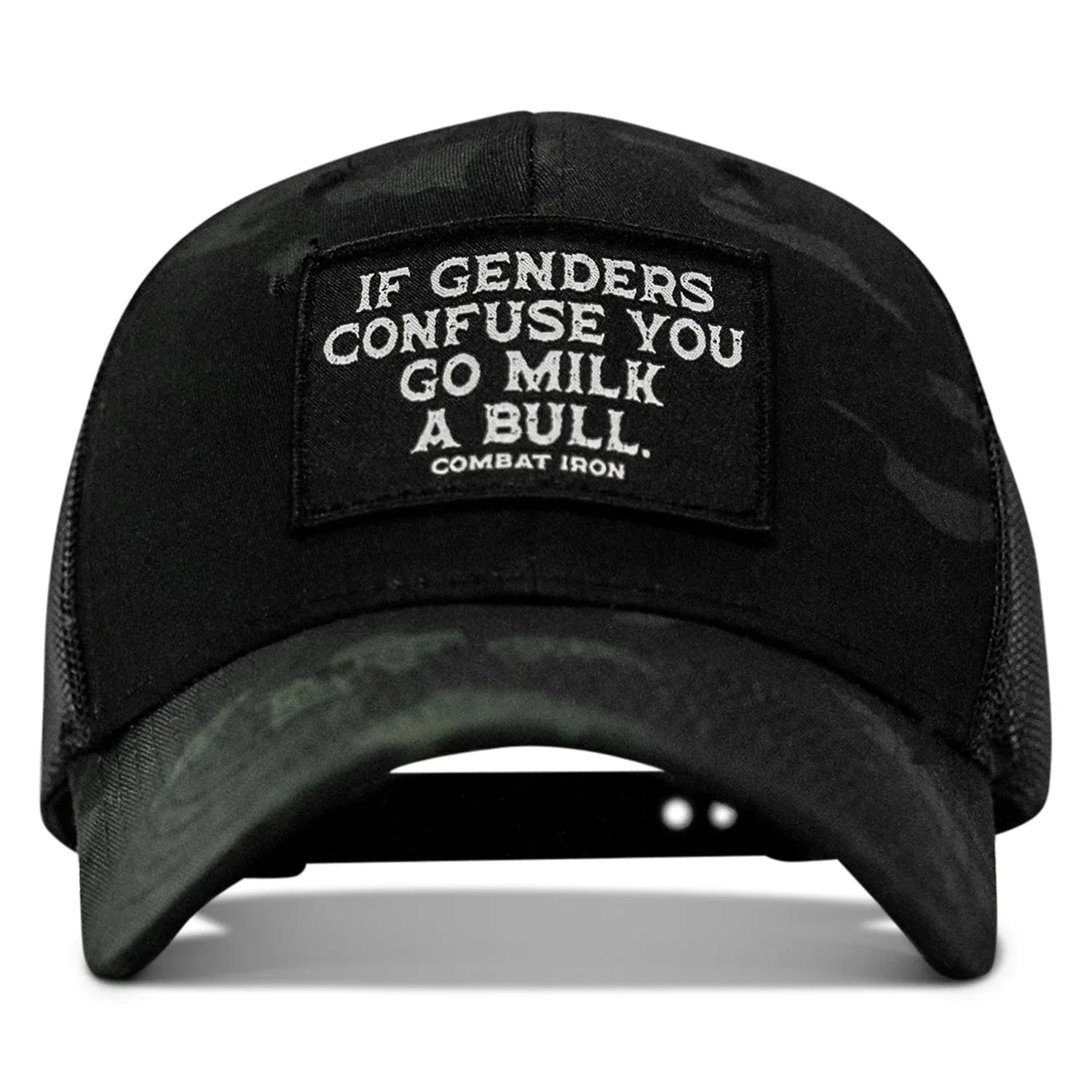 If Genders Confuse You, Go Milk A Bull Patch Snapback Hat - Combat Iron Apparel Co.