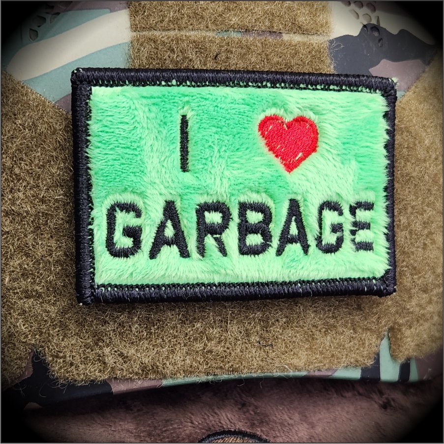 As Seen on Socials - I ♥ Garbage - 2x3 Patch - Fuzzy Green with Black