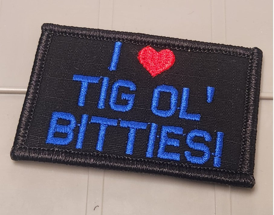 ASOS - I Love Tig Ol' Bitties! - 2x3 Patch - Black w/Blue